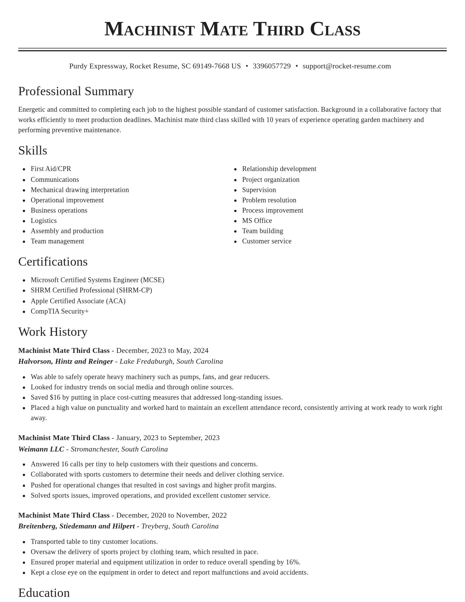 Classic resume template