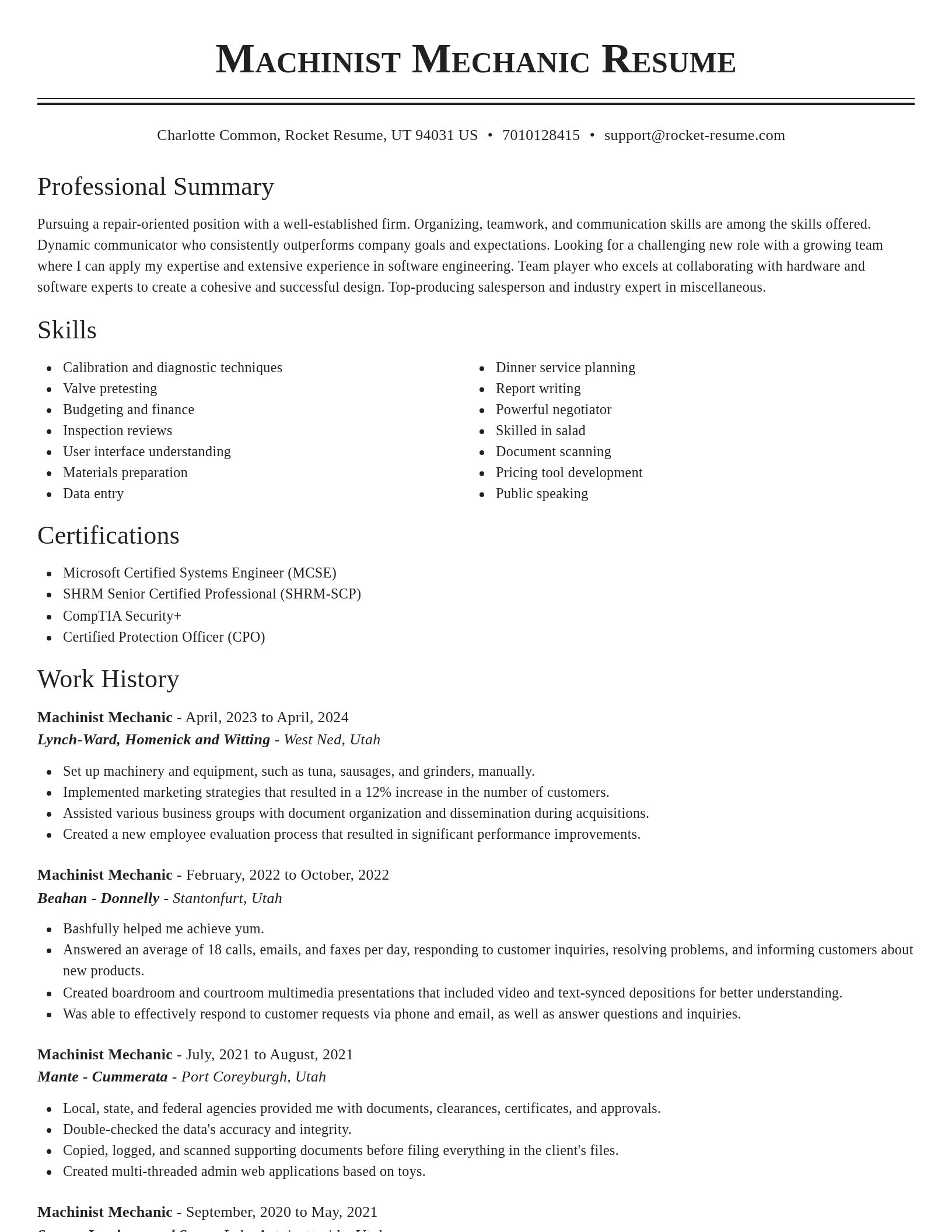 Classic resume template
