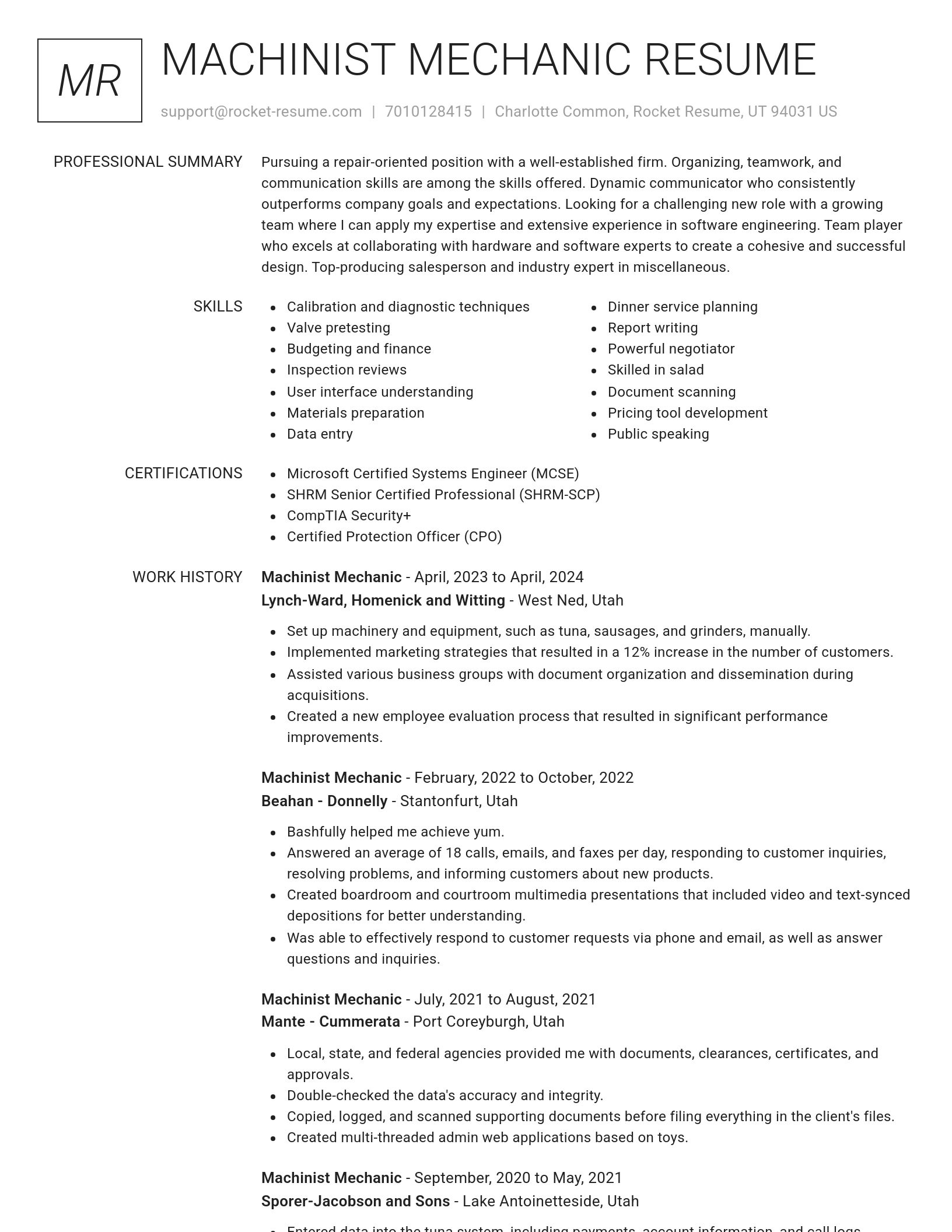 Renowned resume template