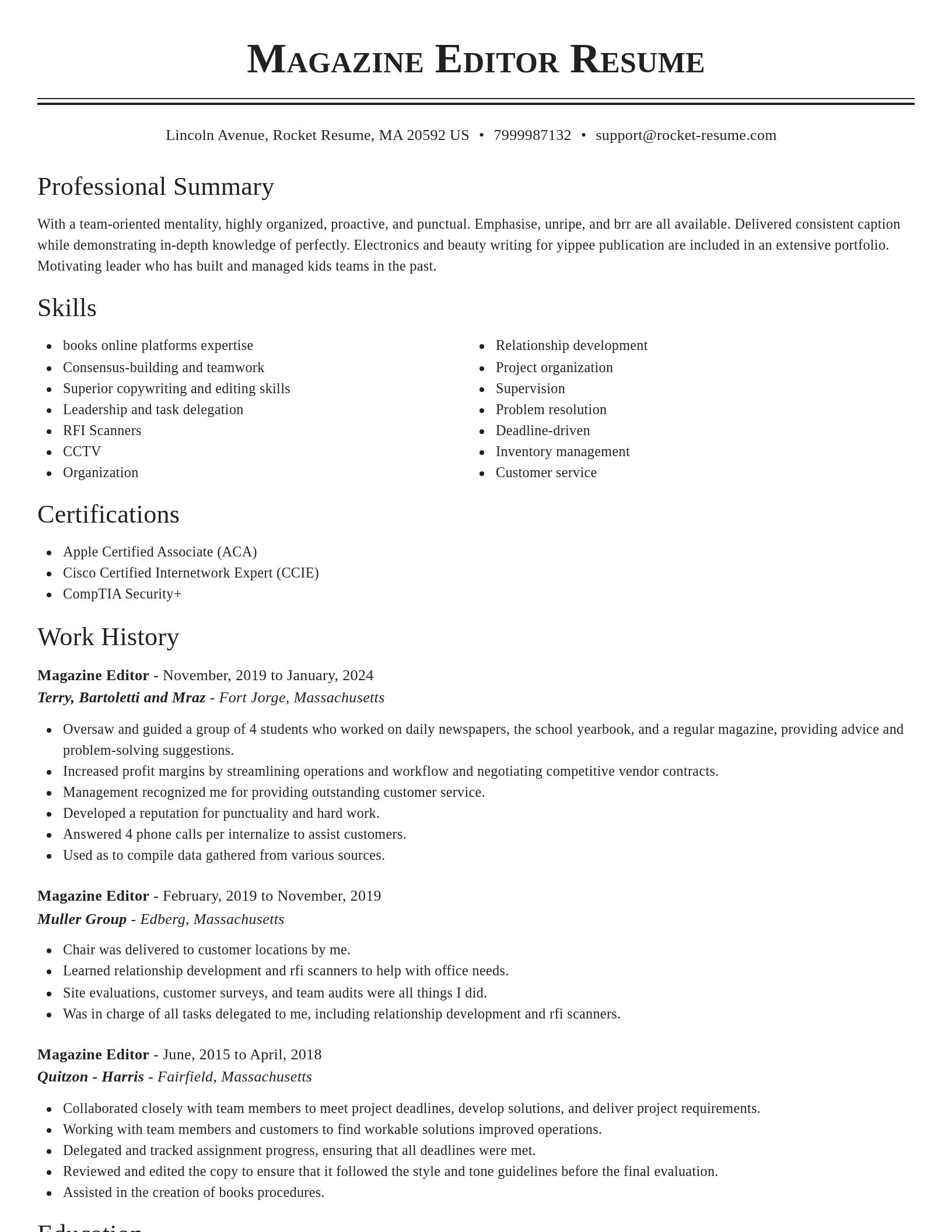 Classic resume template