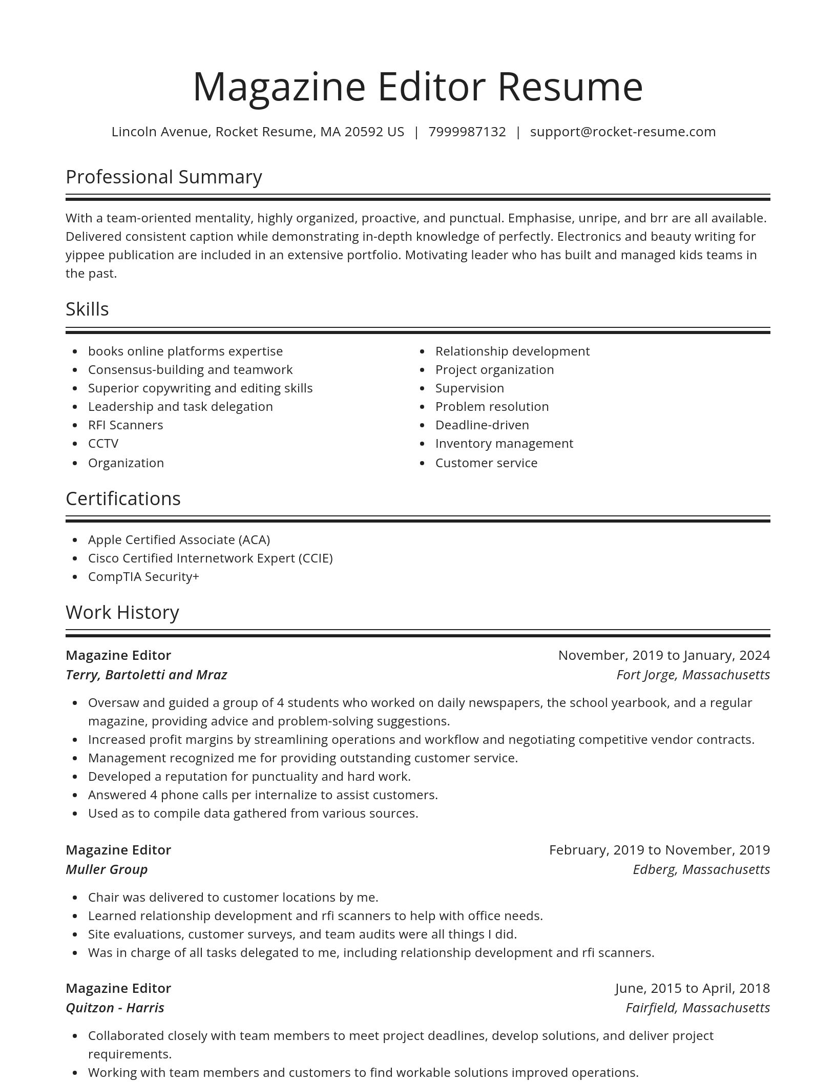 Spotlight resume template