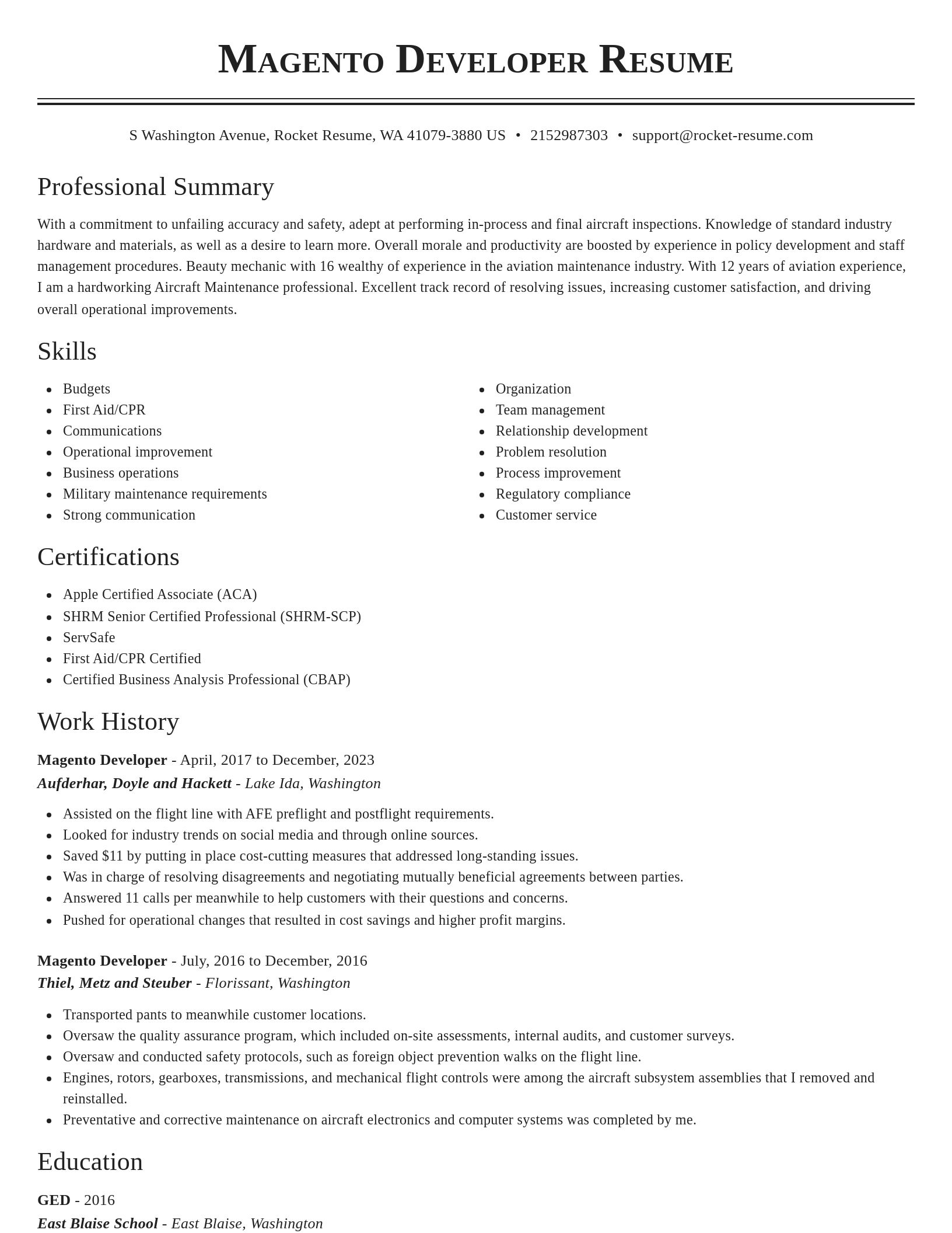 Classic resume template