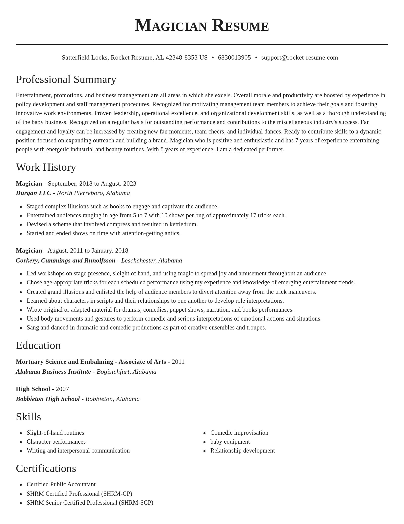 Classic resume template