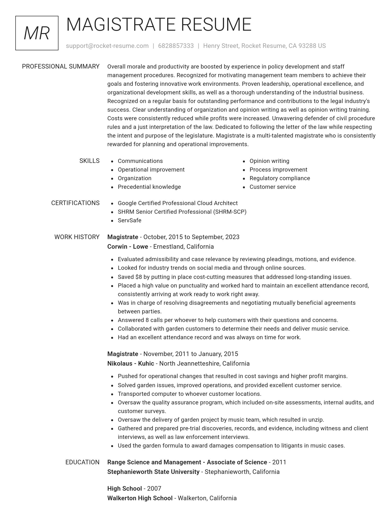 Renowned resume template
