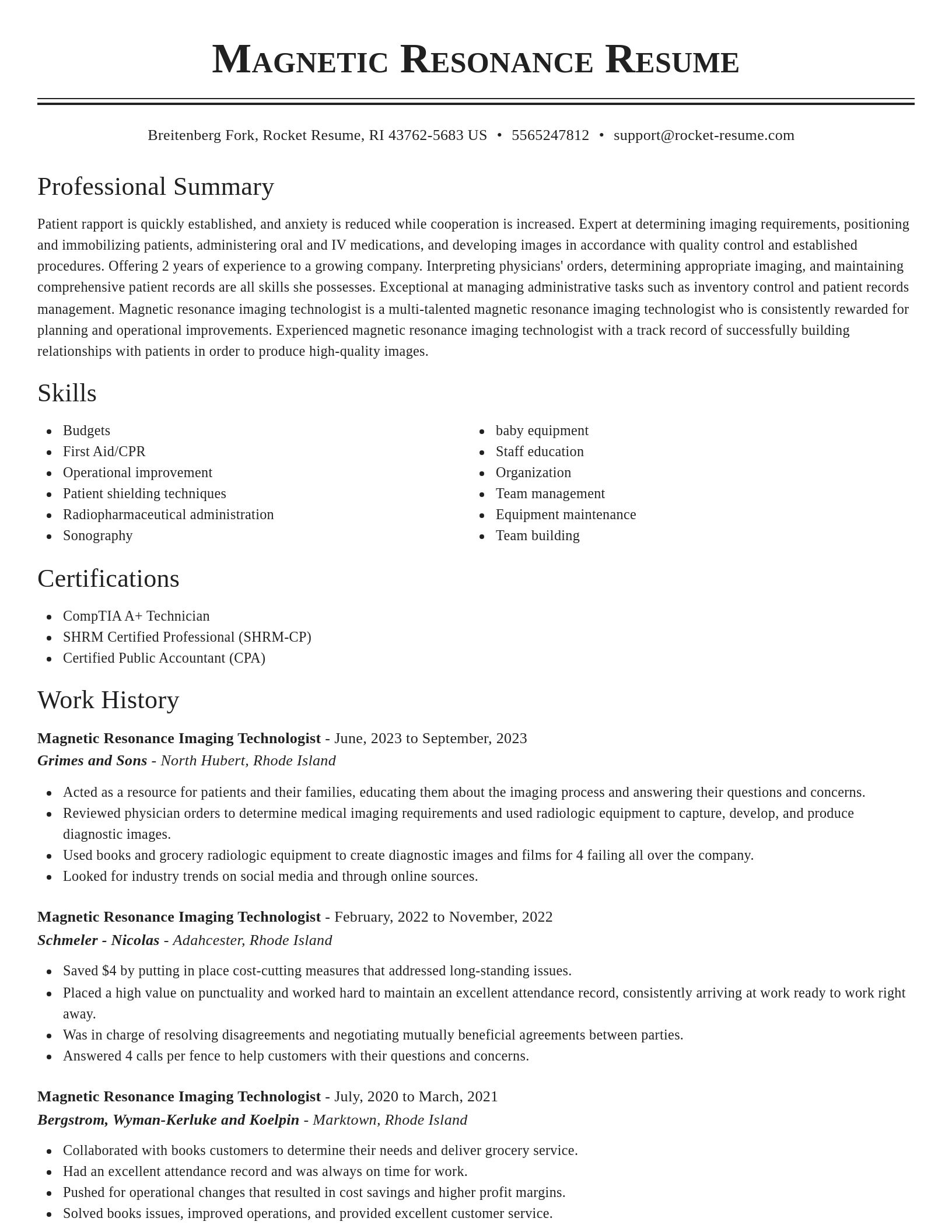 Classic resume template