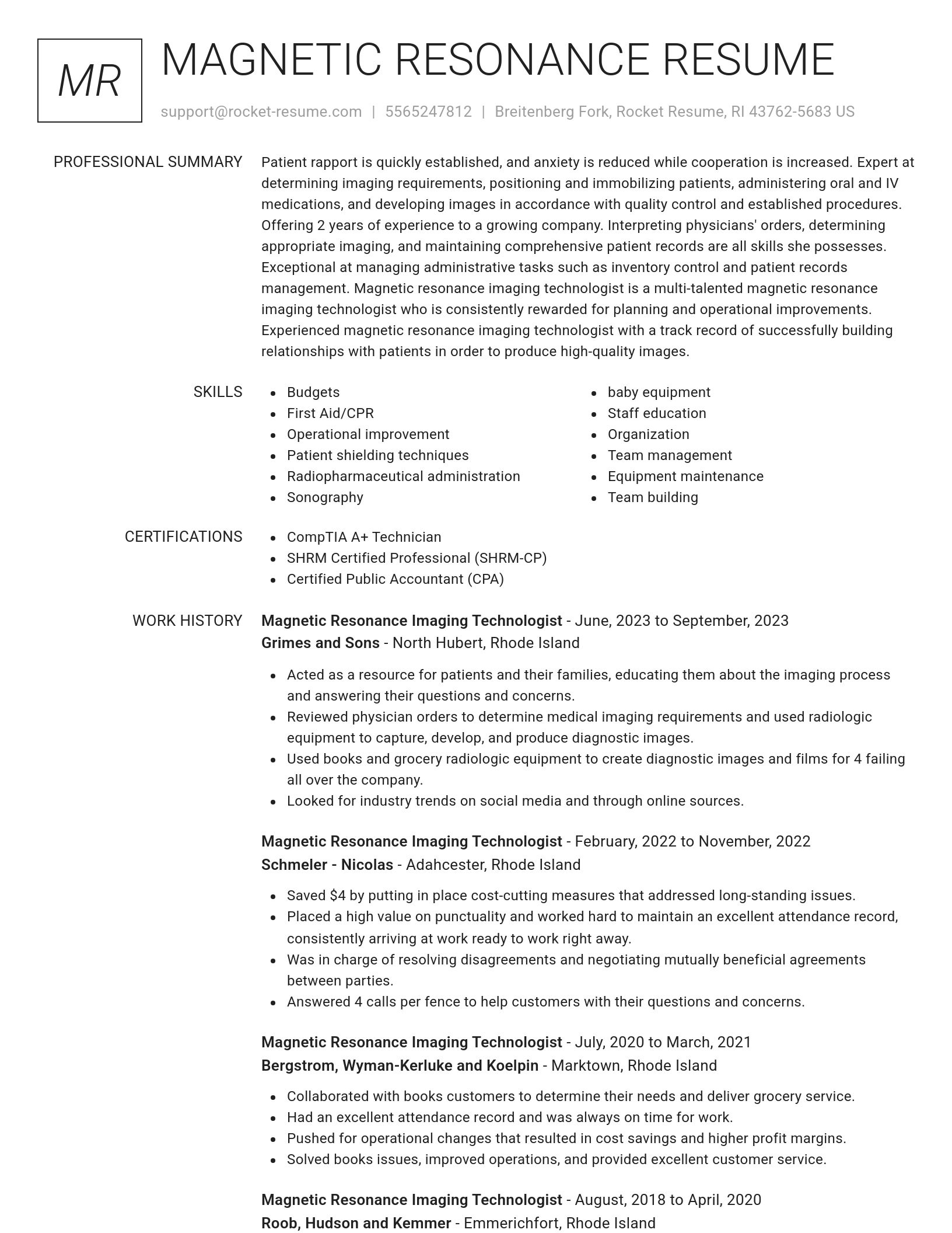 Renowned resume template