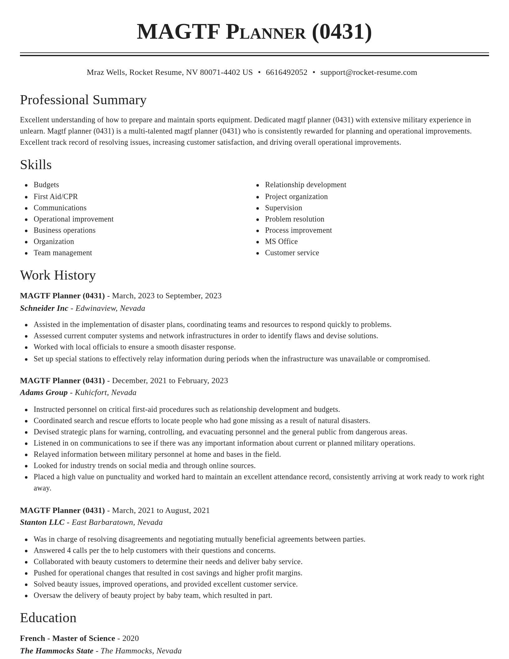 Classic resume template