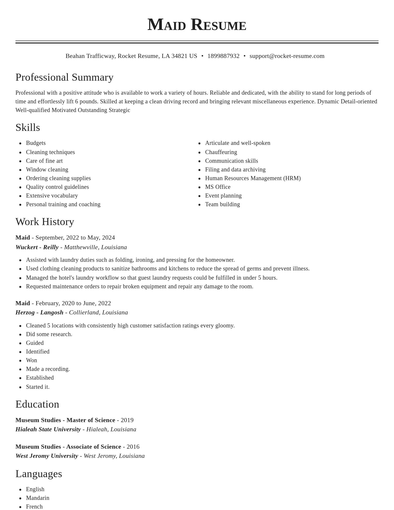 Classic resume template