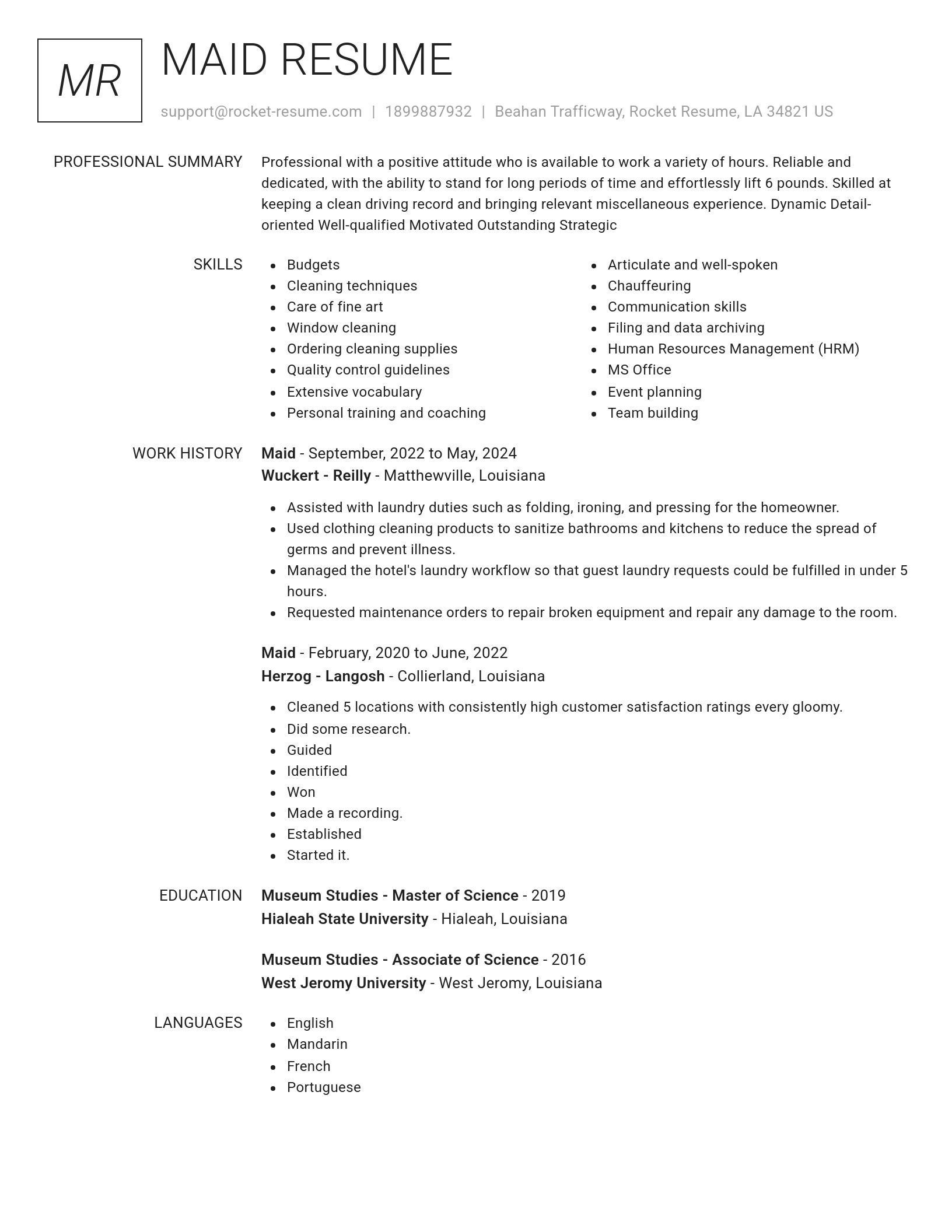 Renowned resume template