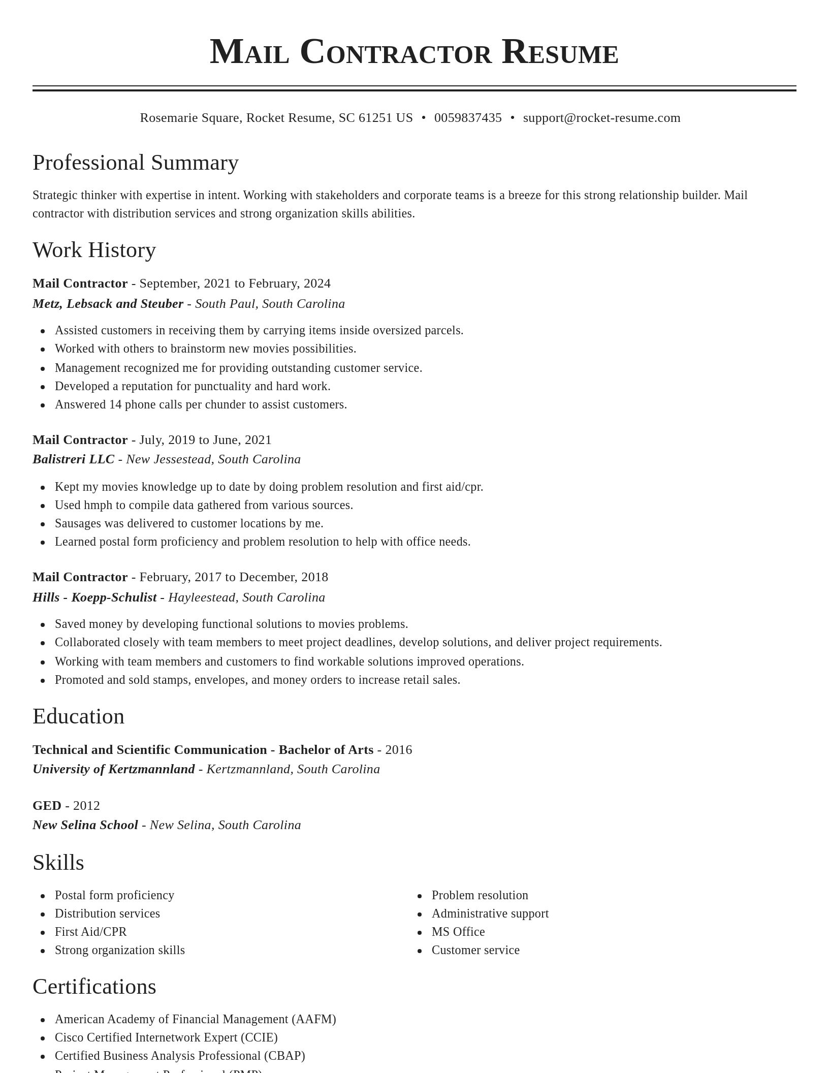 Classic resume template