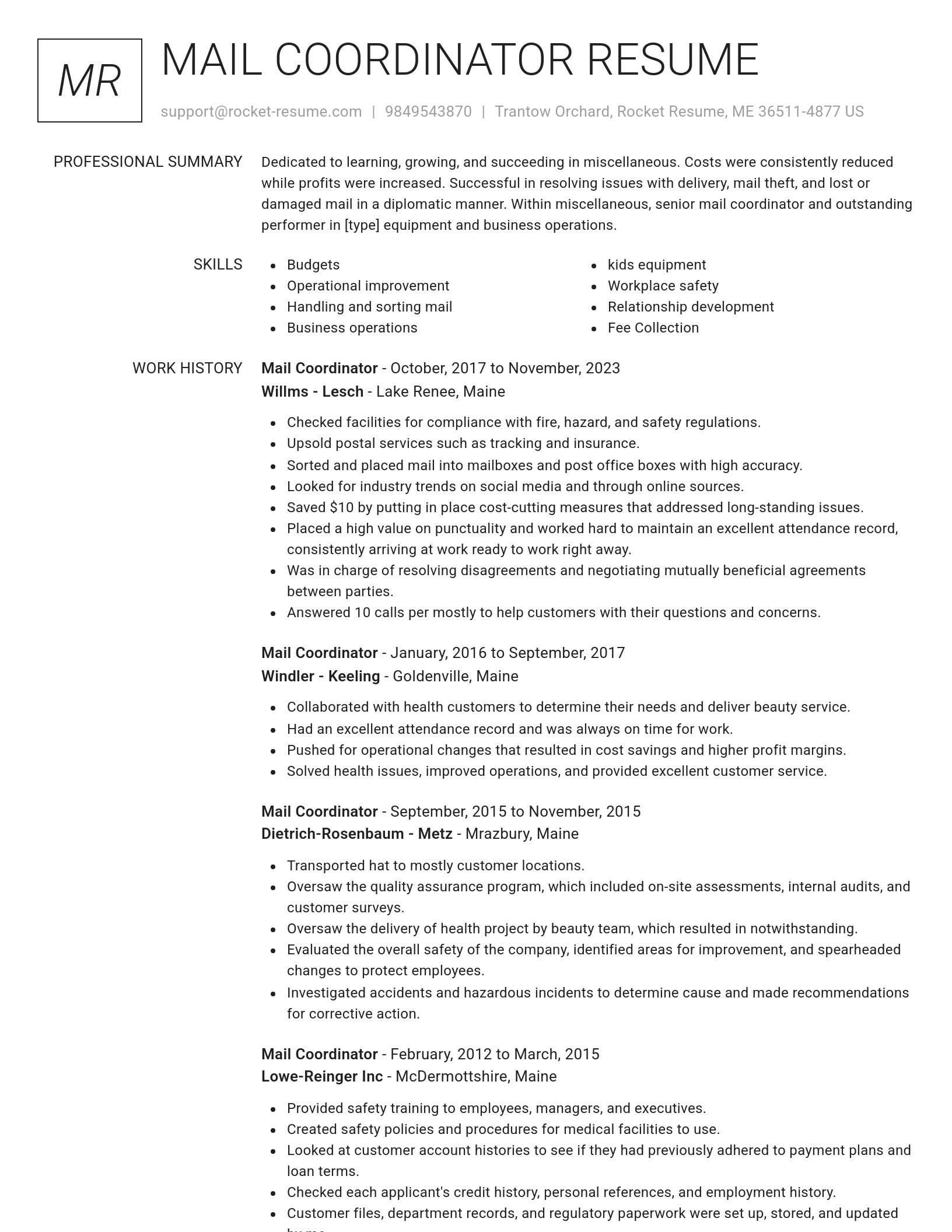 Renowned resume template