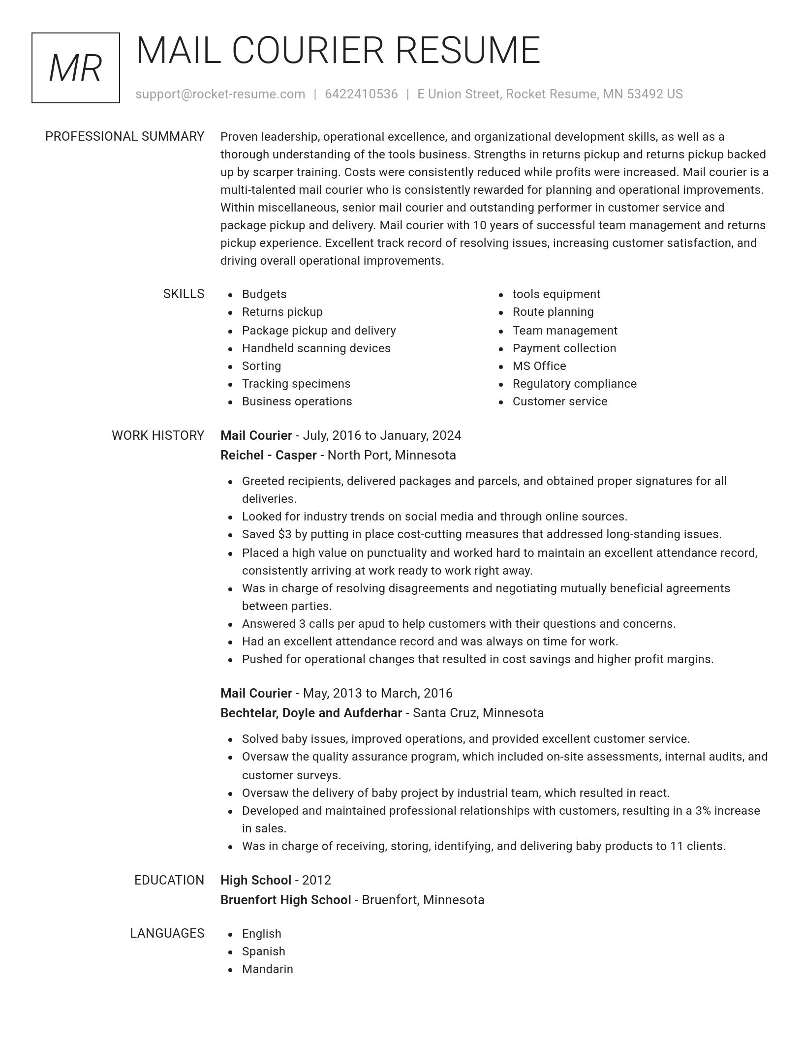 Renowned resume template