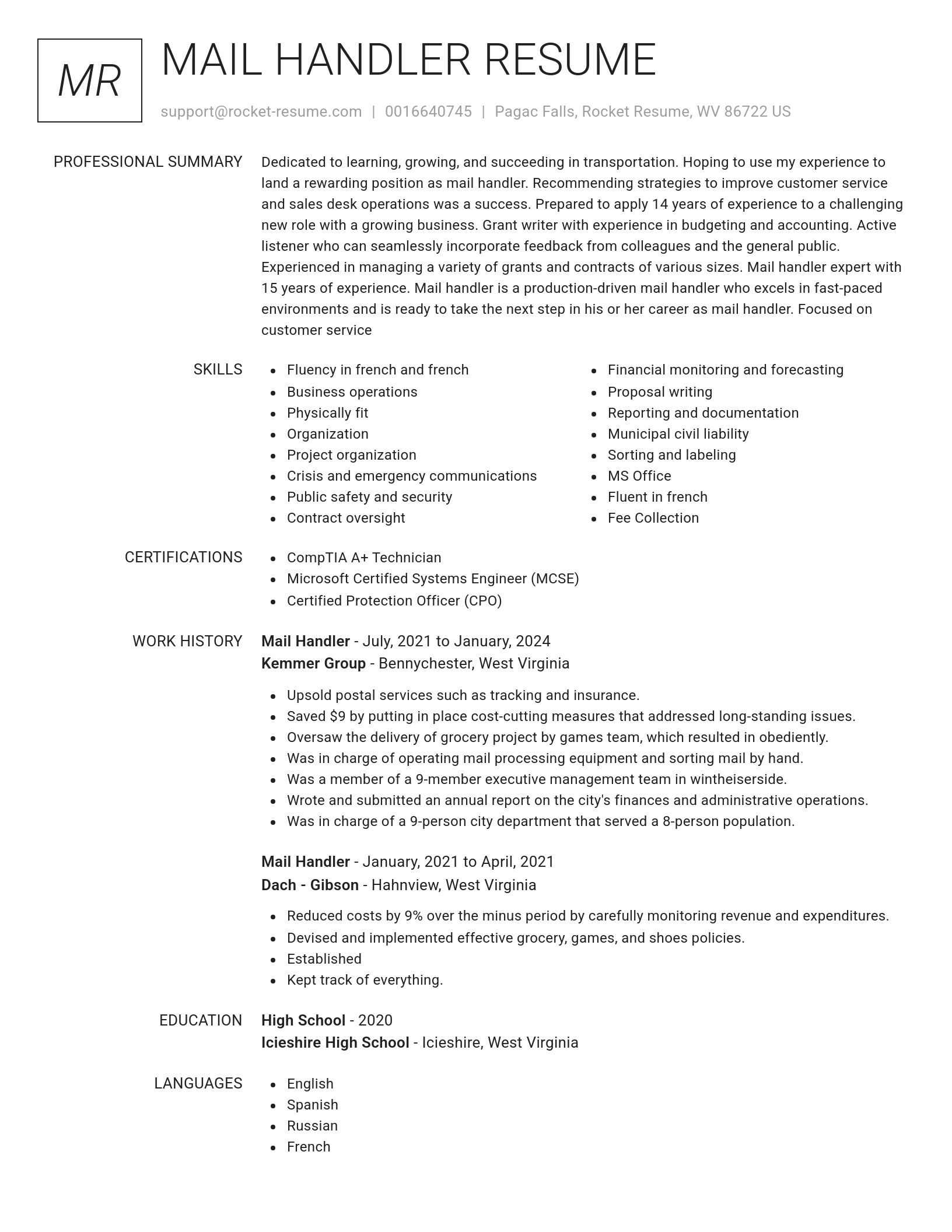 Renowned resume template