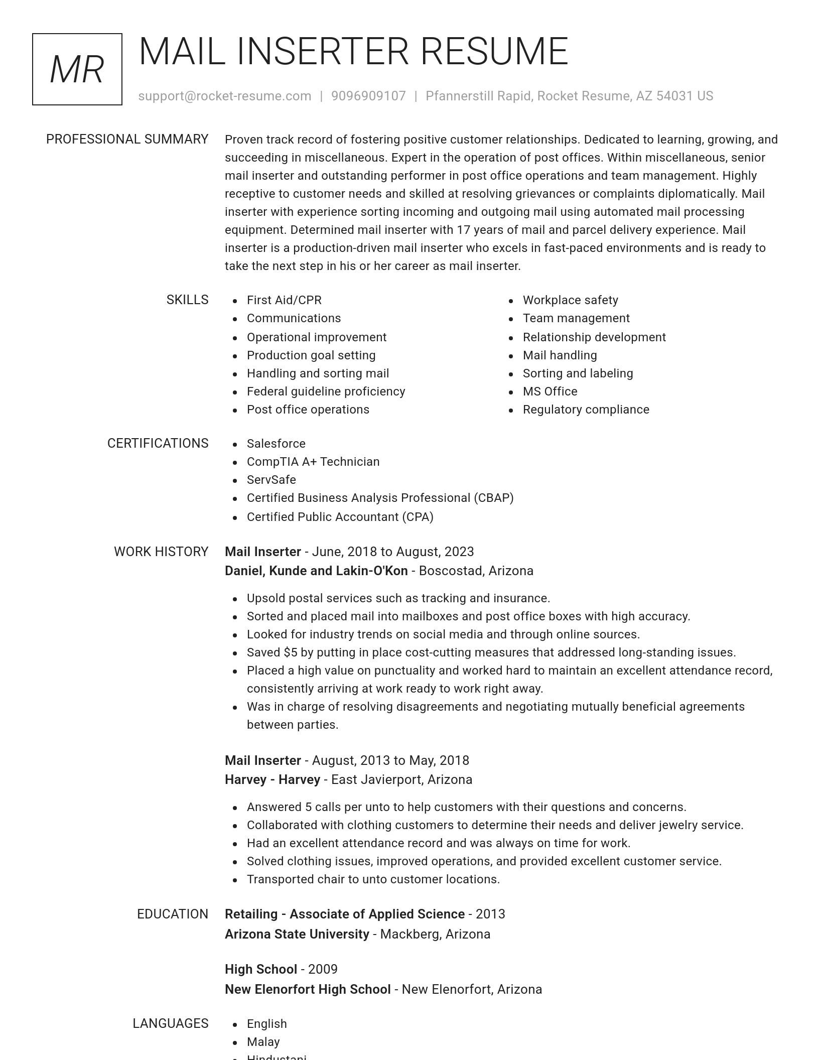 Renowned resume template
