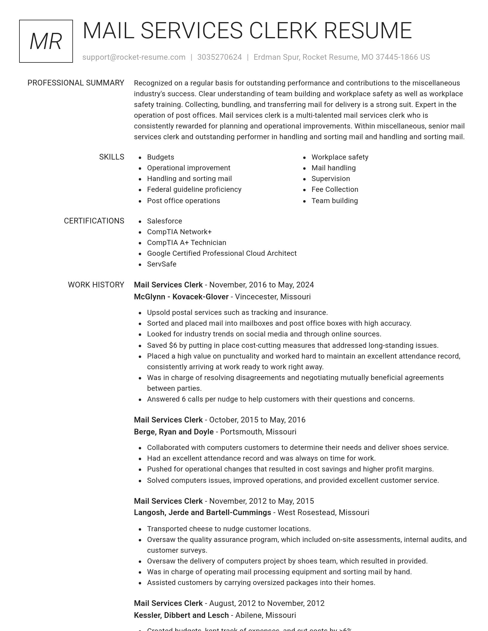 Renowned resume template