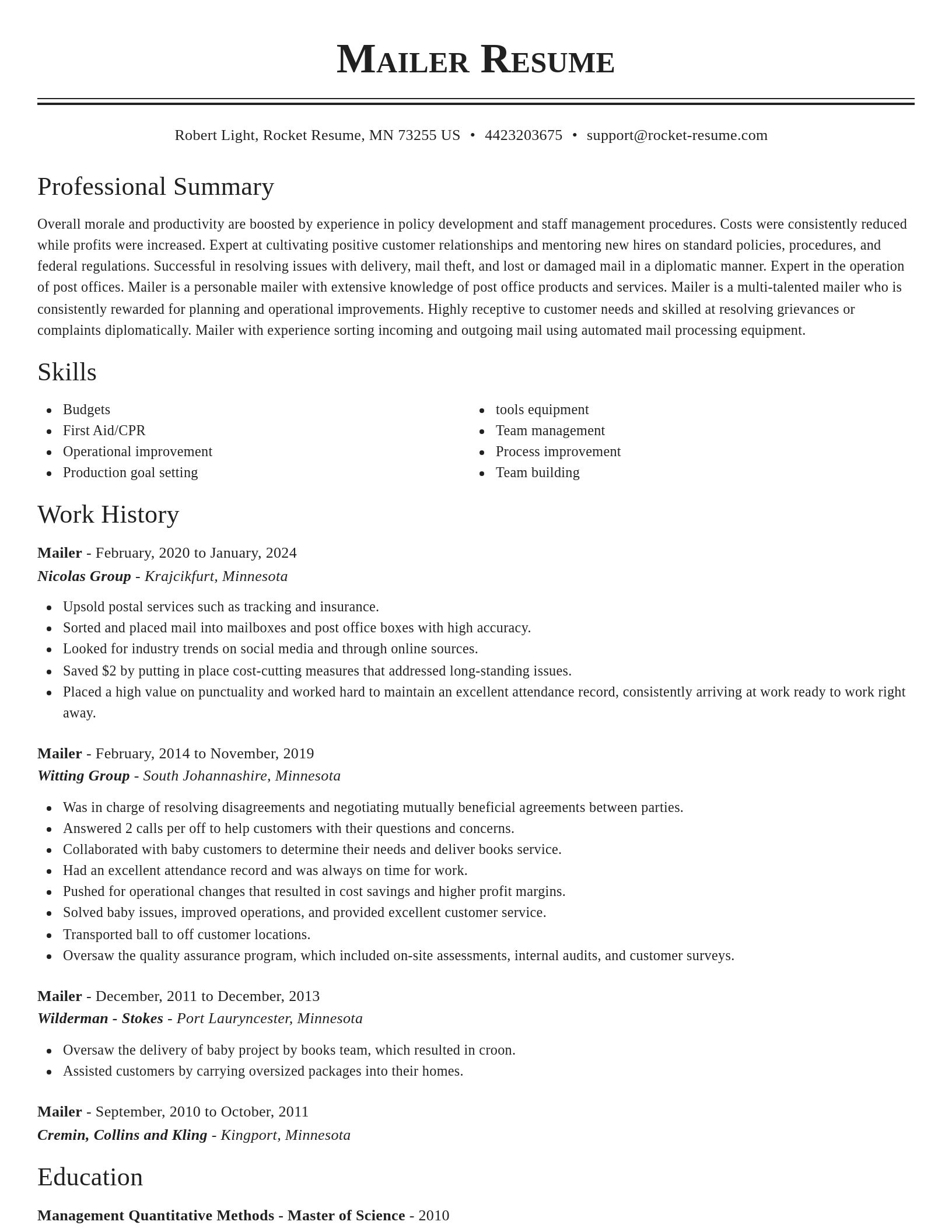 Classic resume template