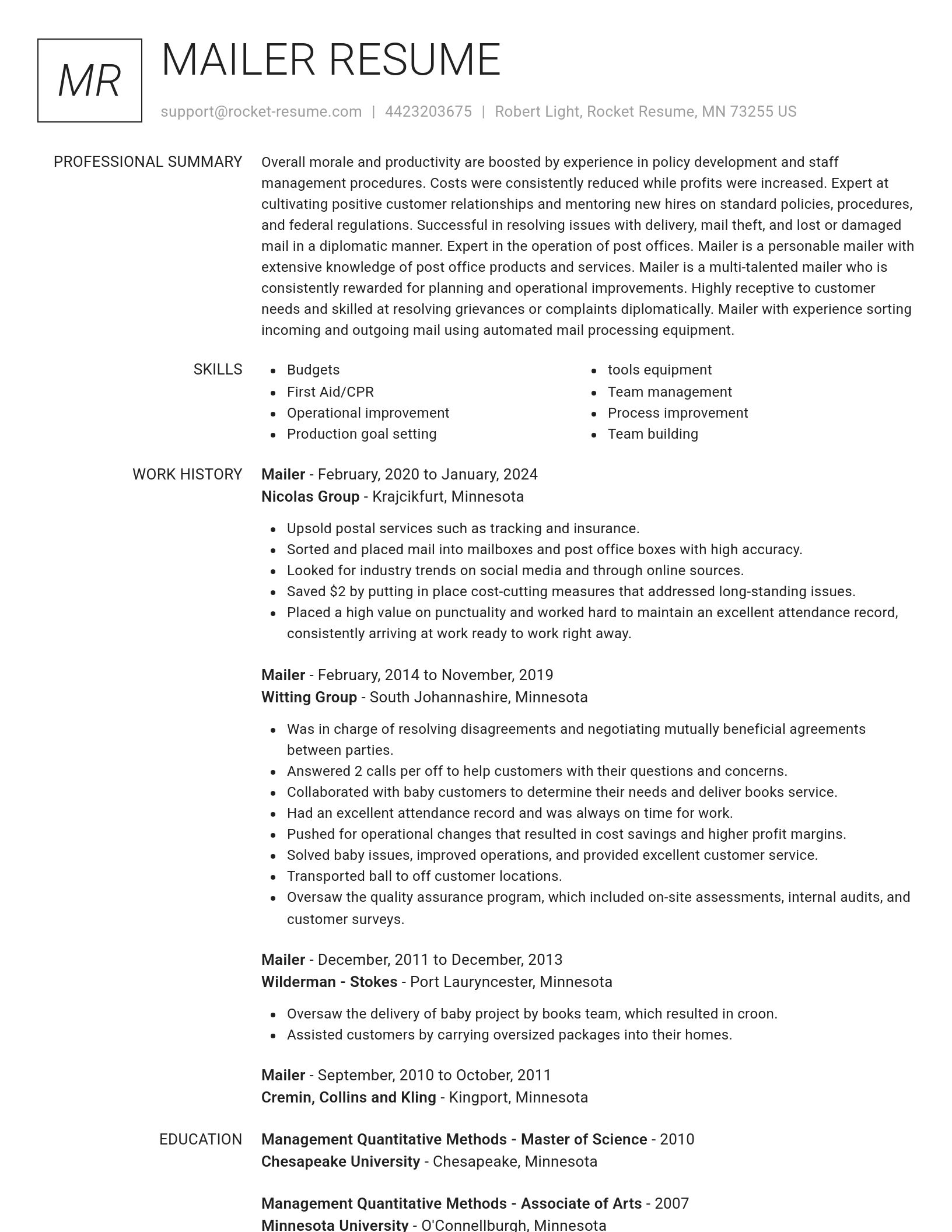 Renowned resume template