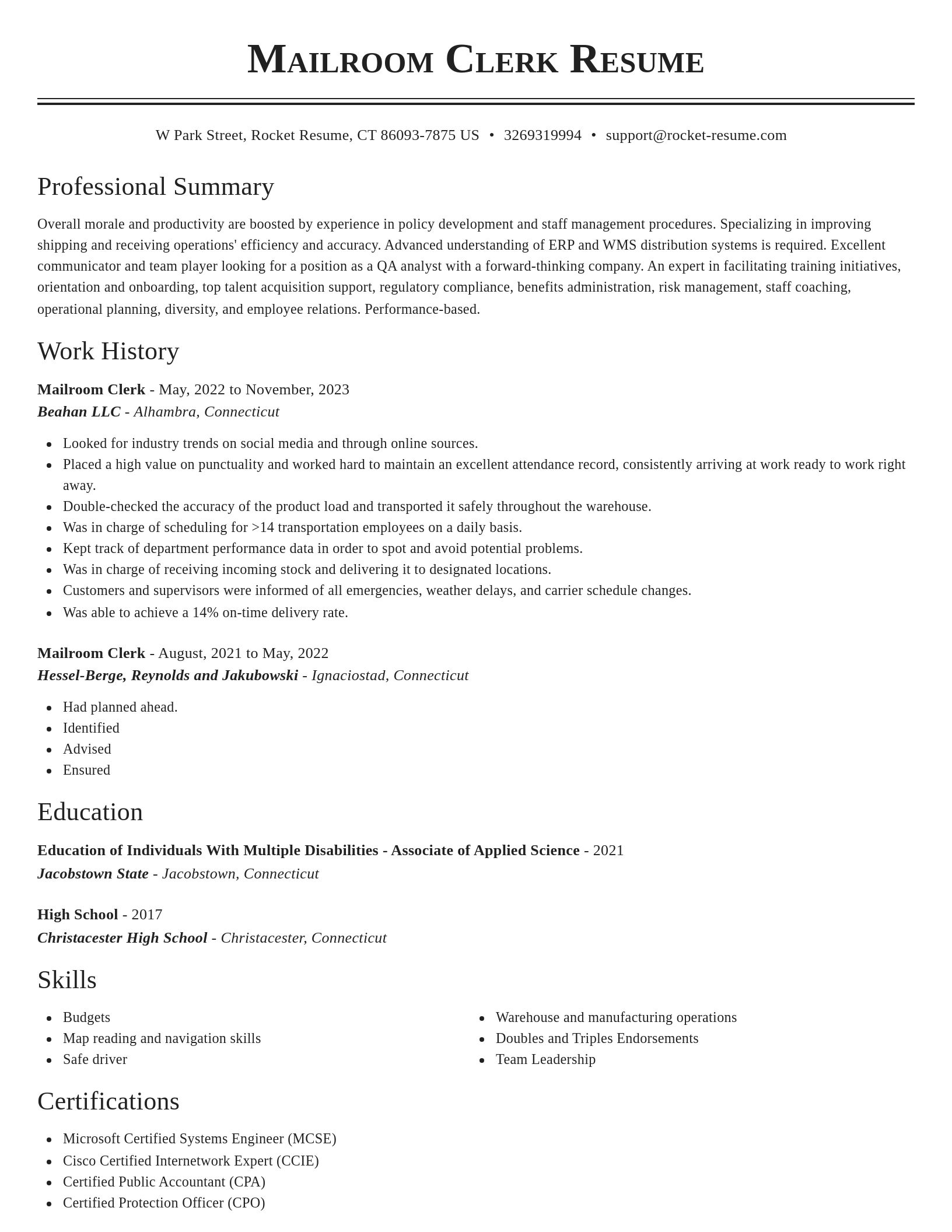 Classic resume template