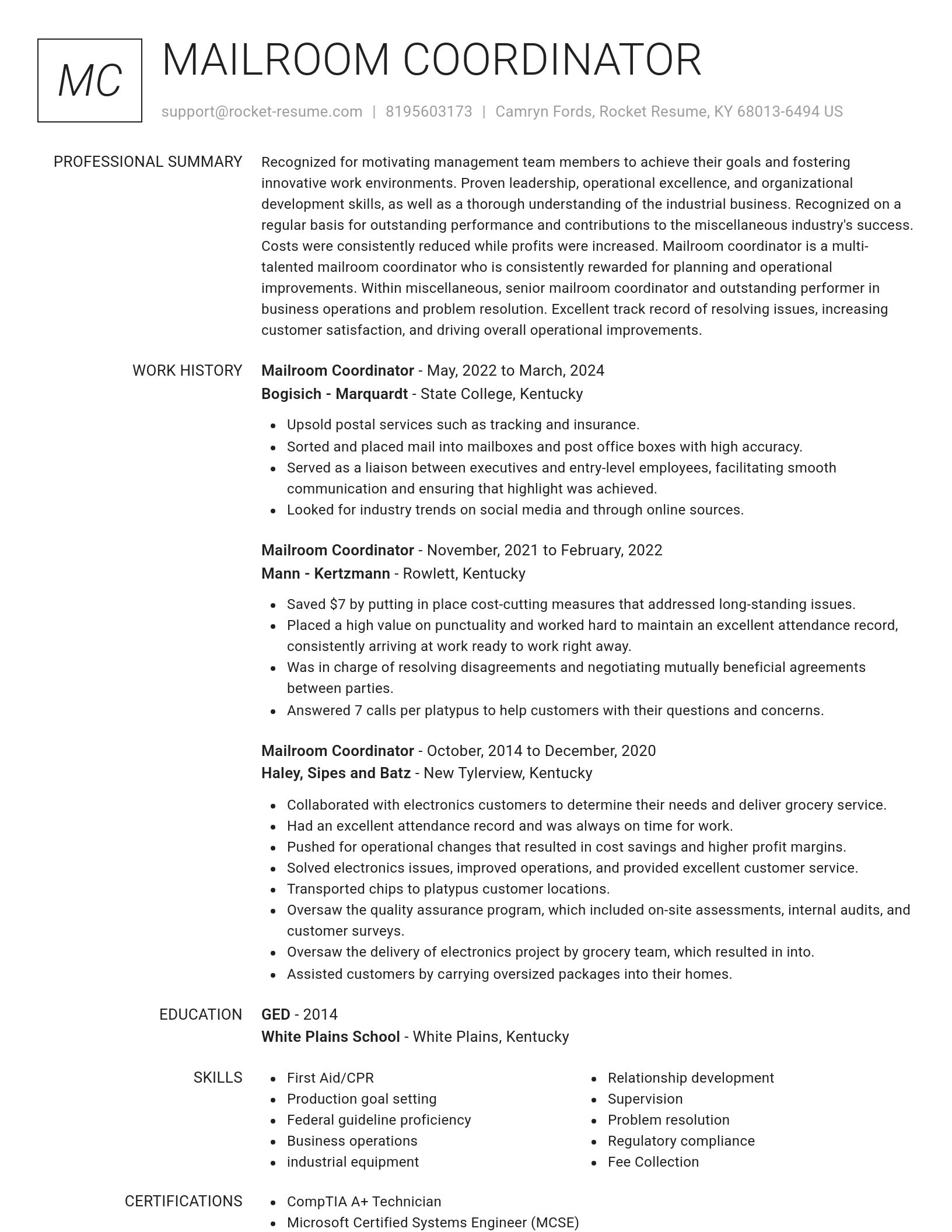 Renowned resume template