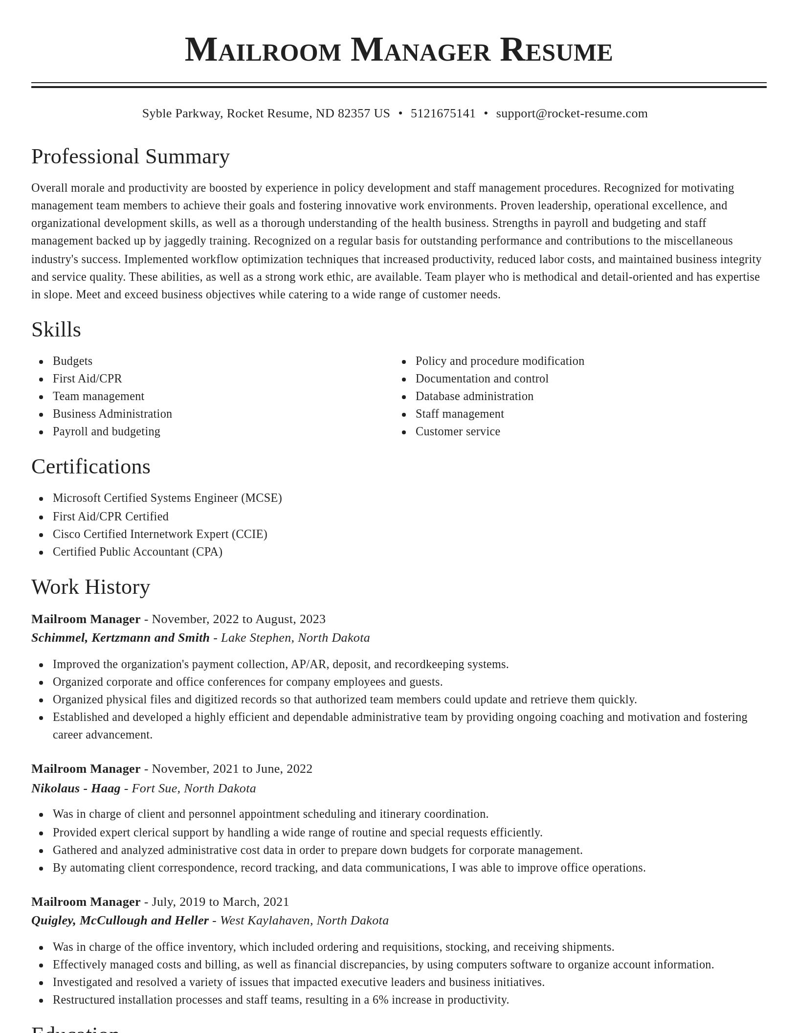 Classic resume template