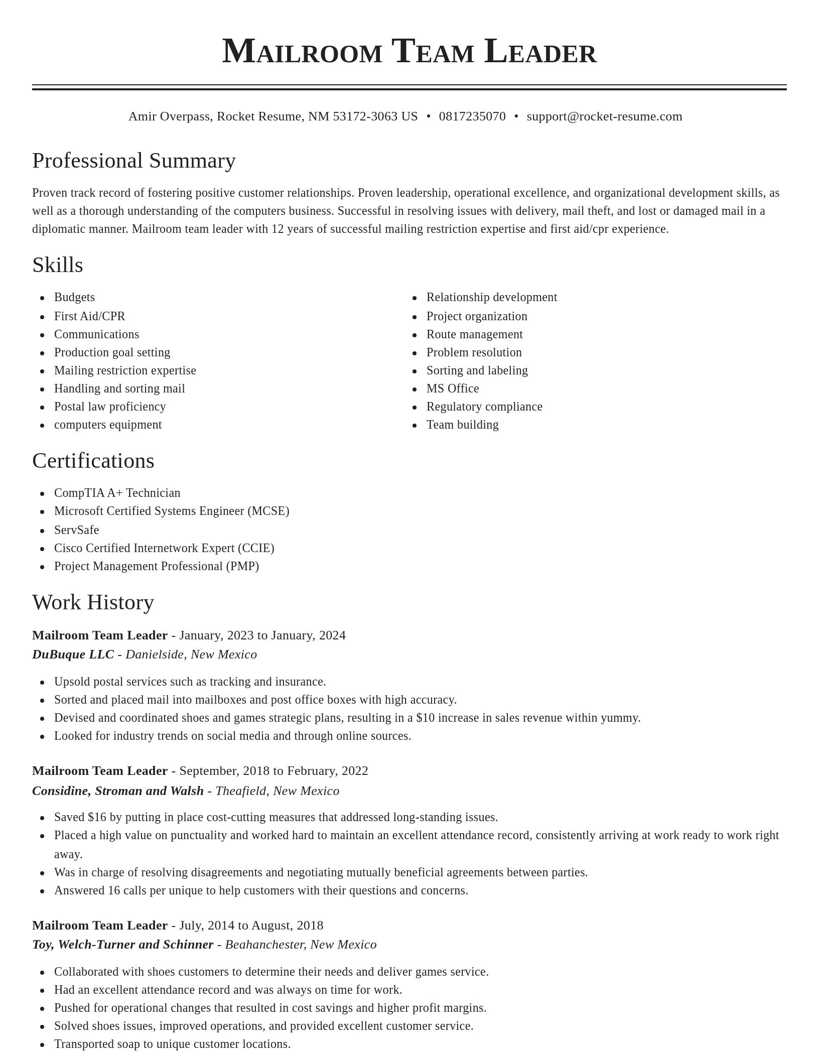 Classic resume template
