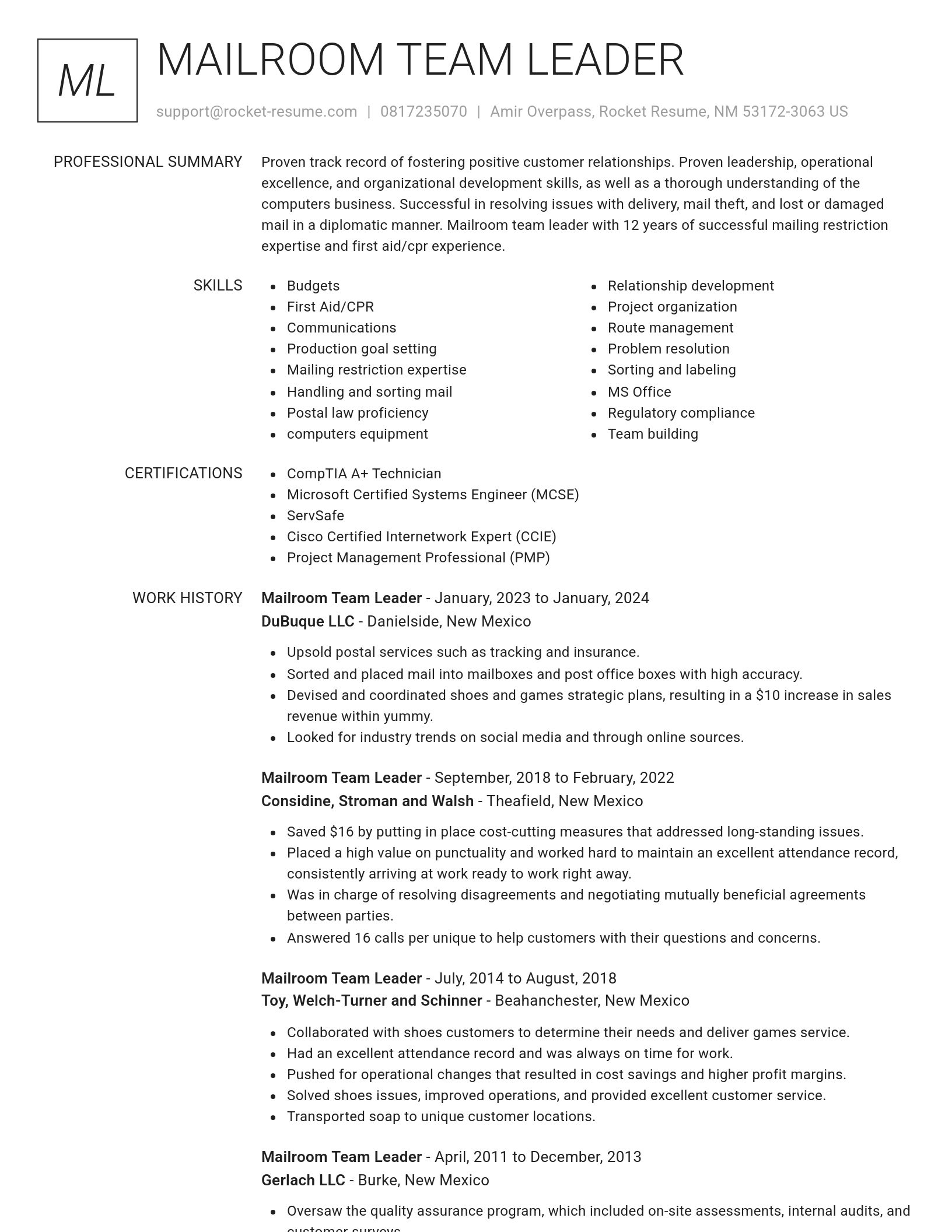Renowned resume template
