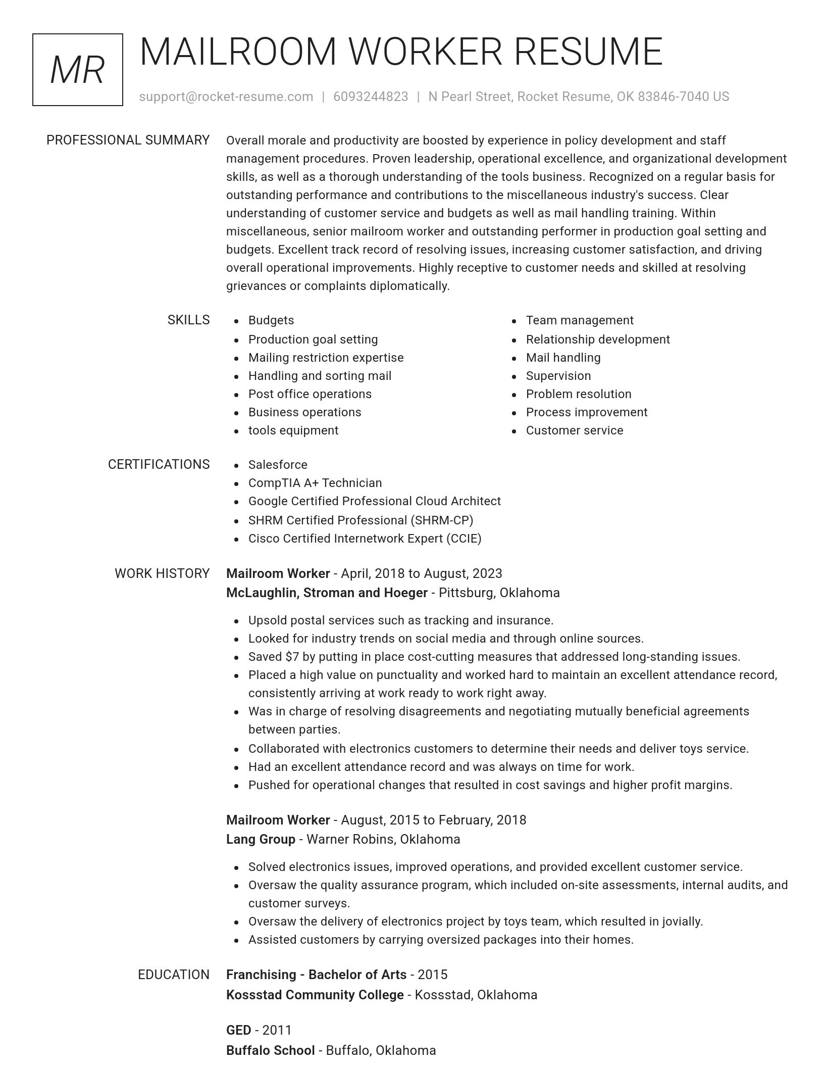 Renowned resume template