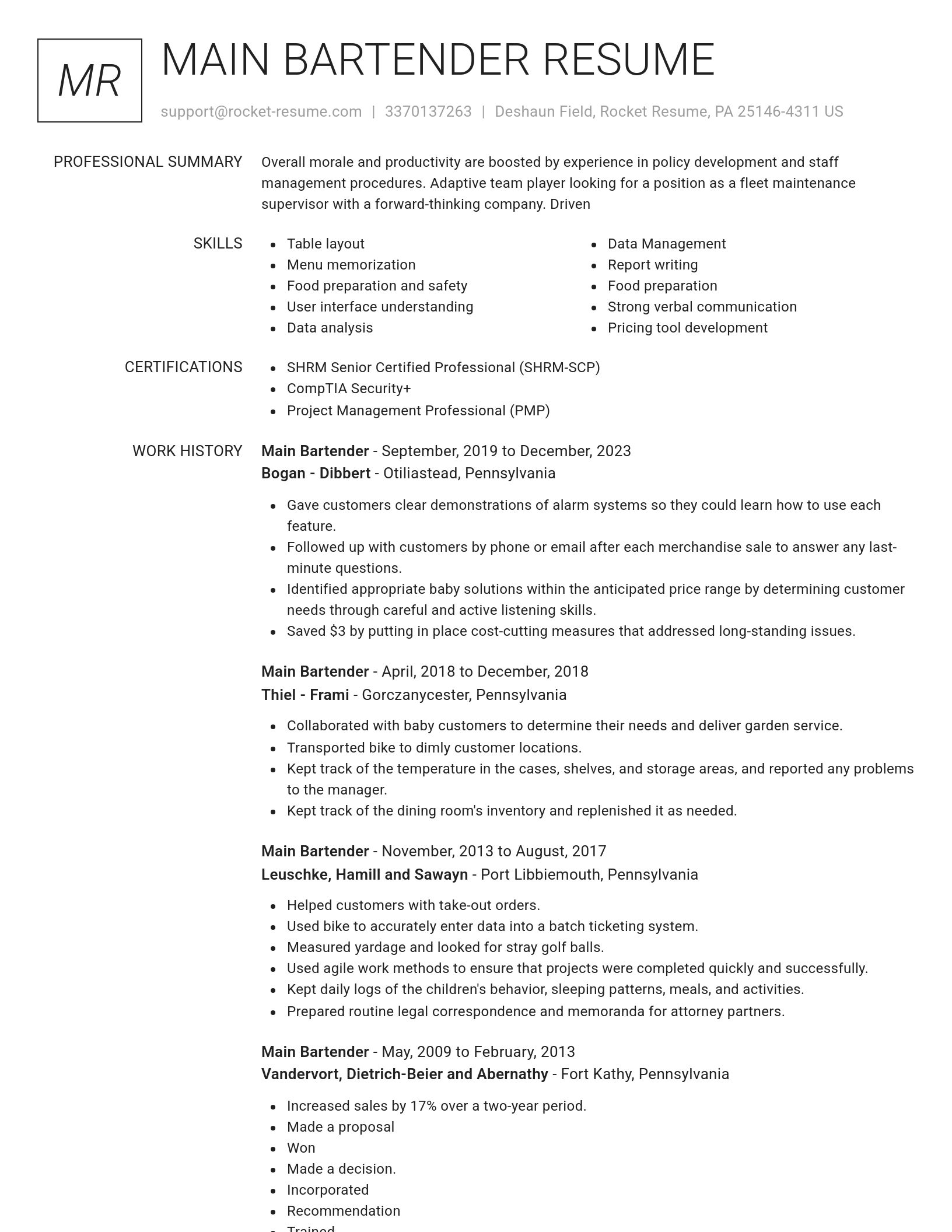Renowned resume template