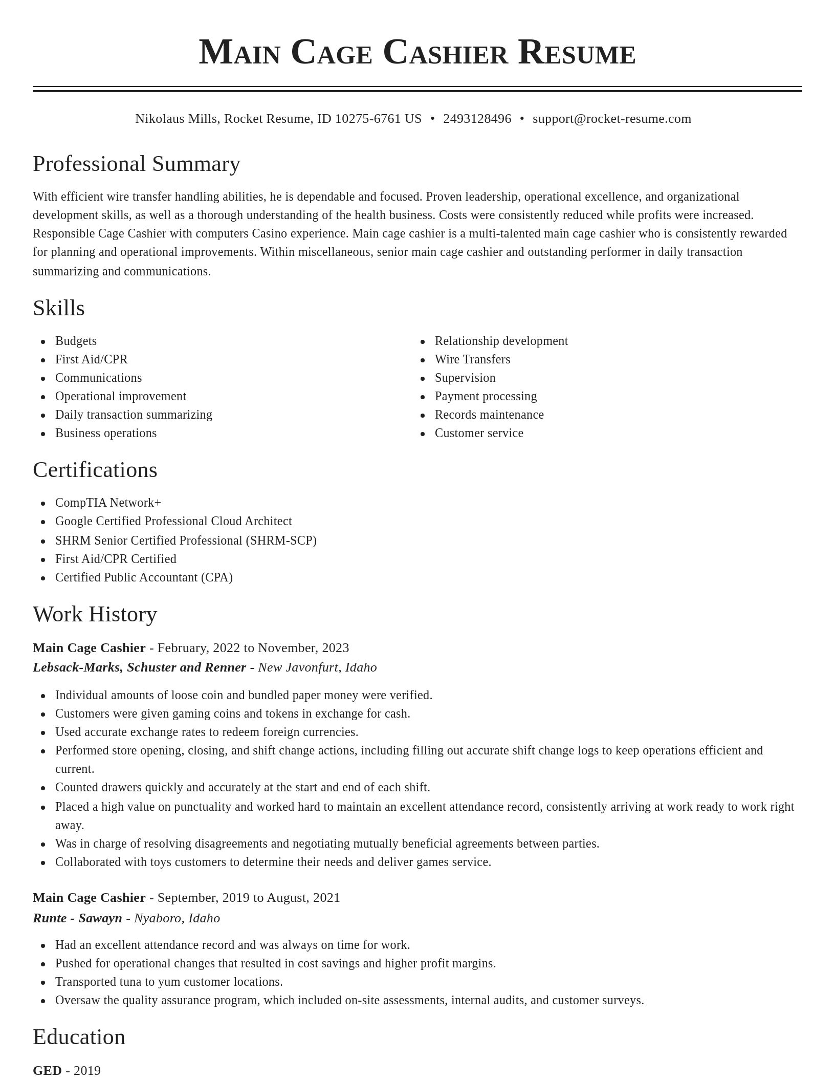 Classic resume template