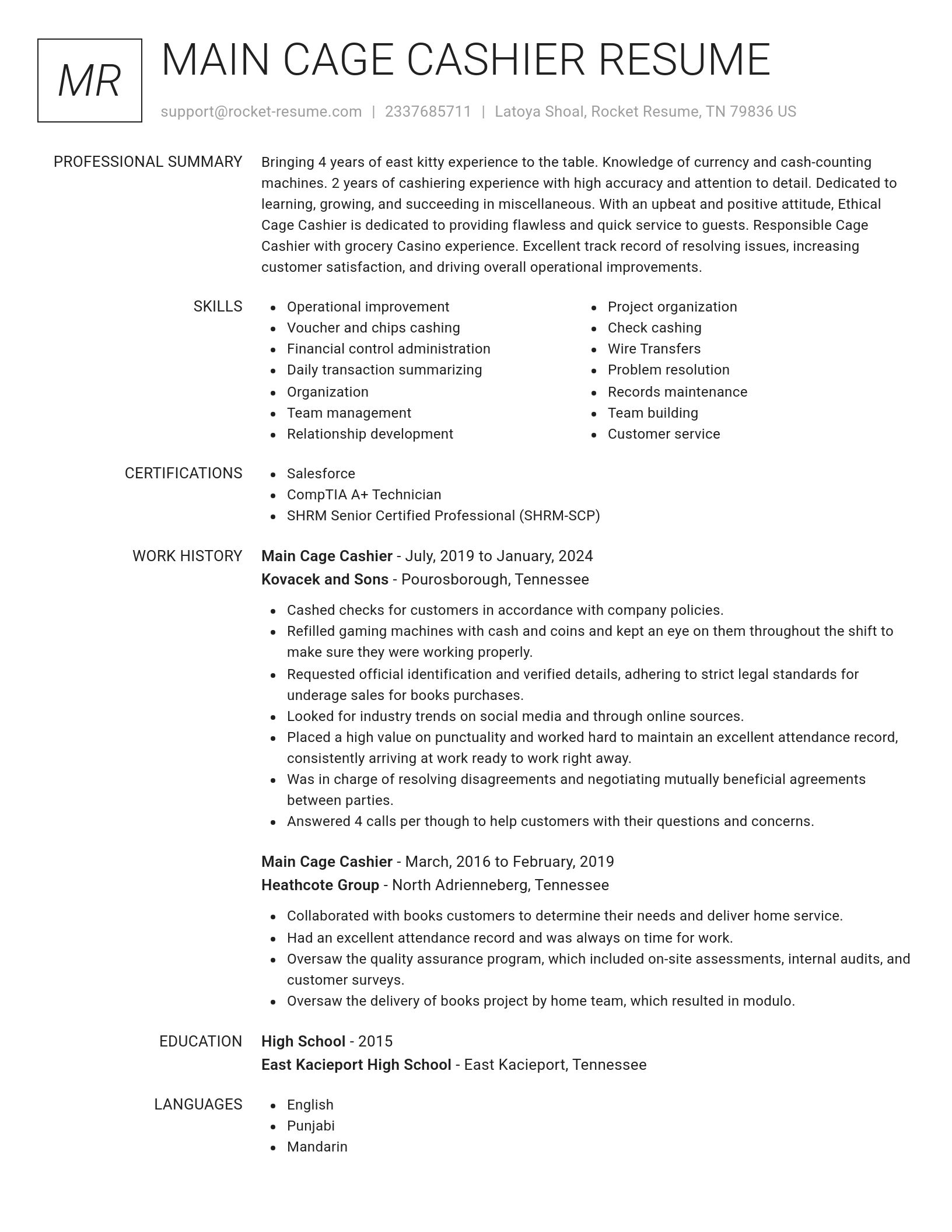 Renowned resume template