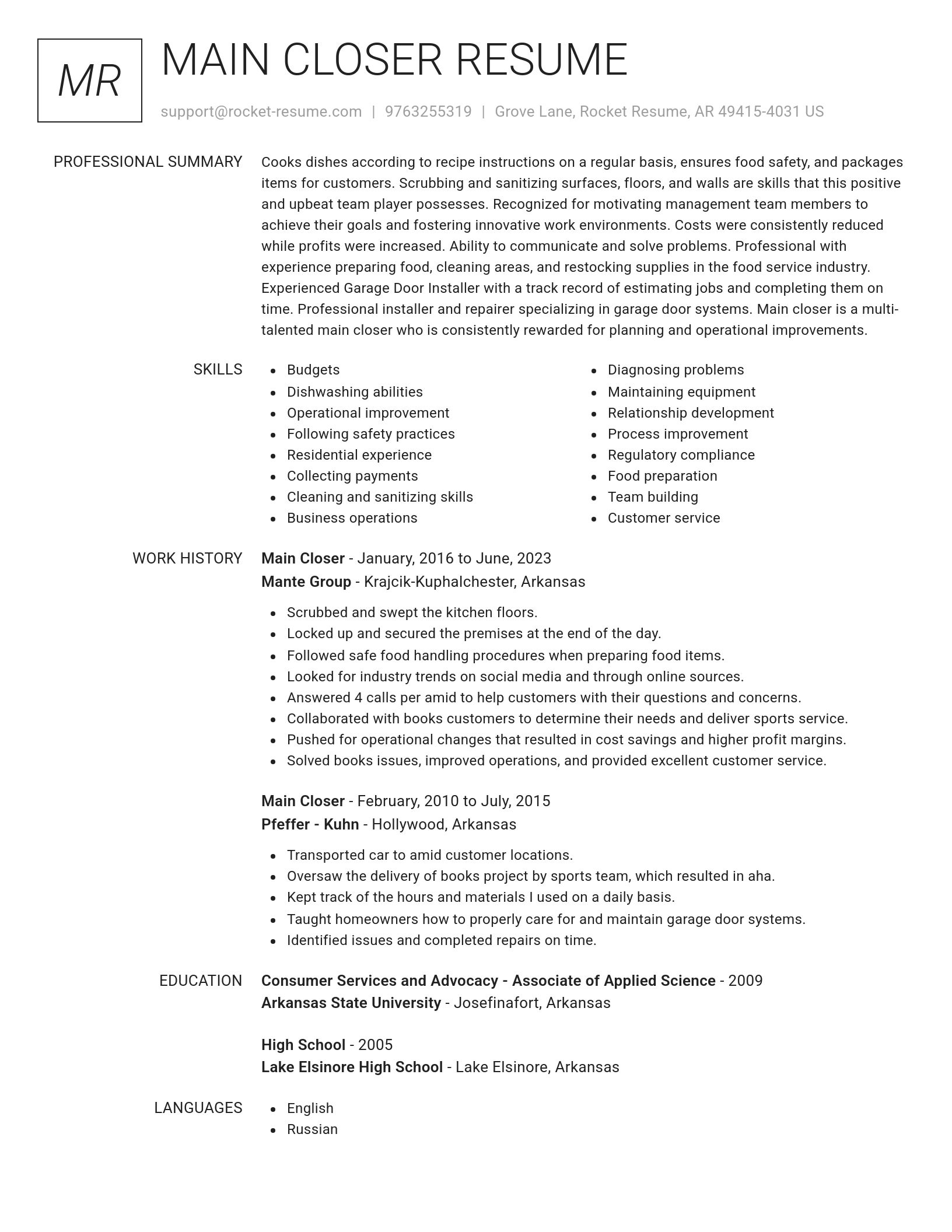 Renowned resume template