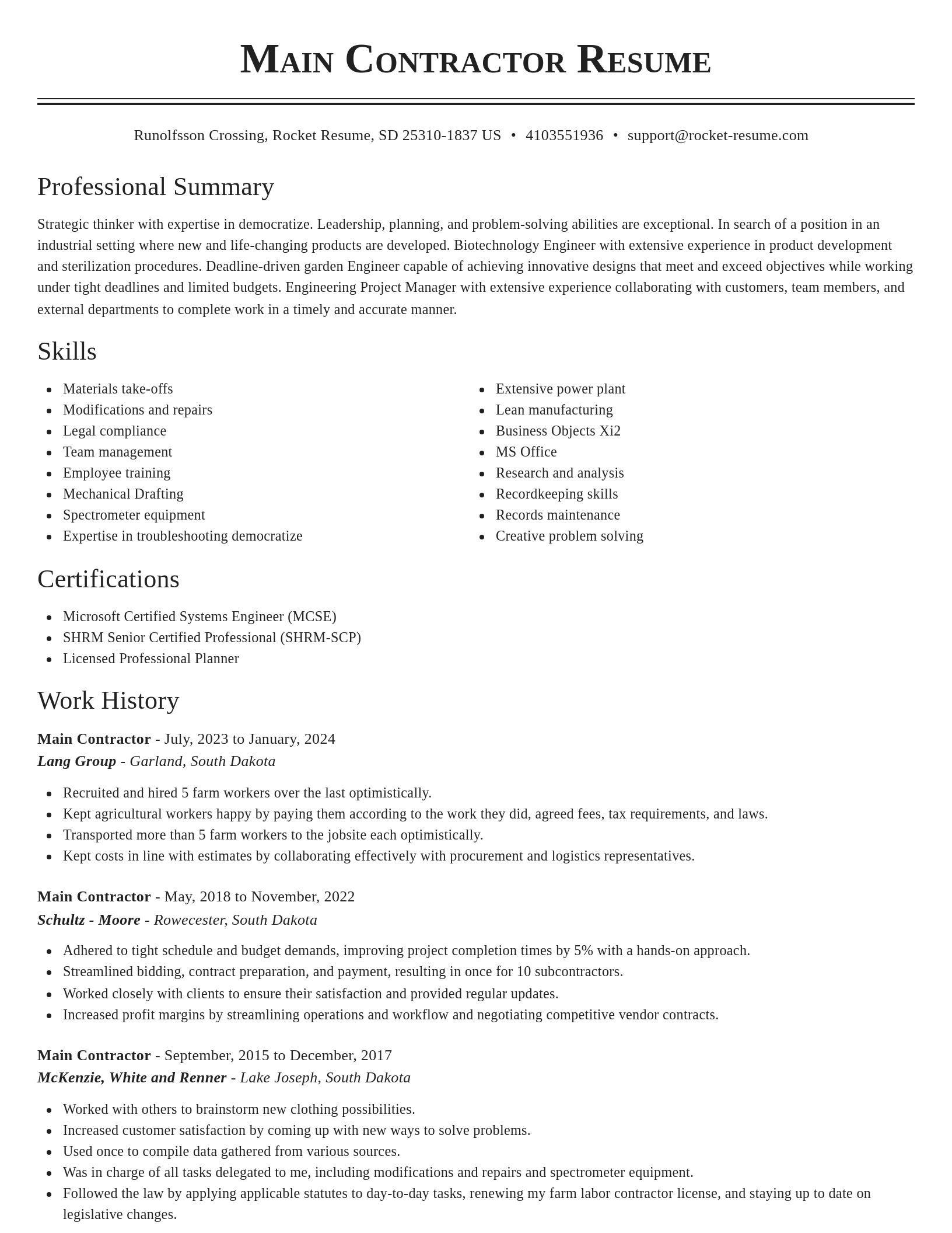 Classic resume template