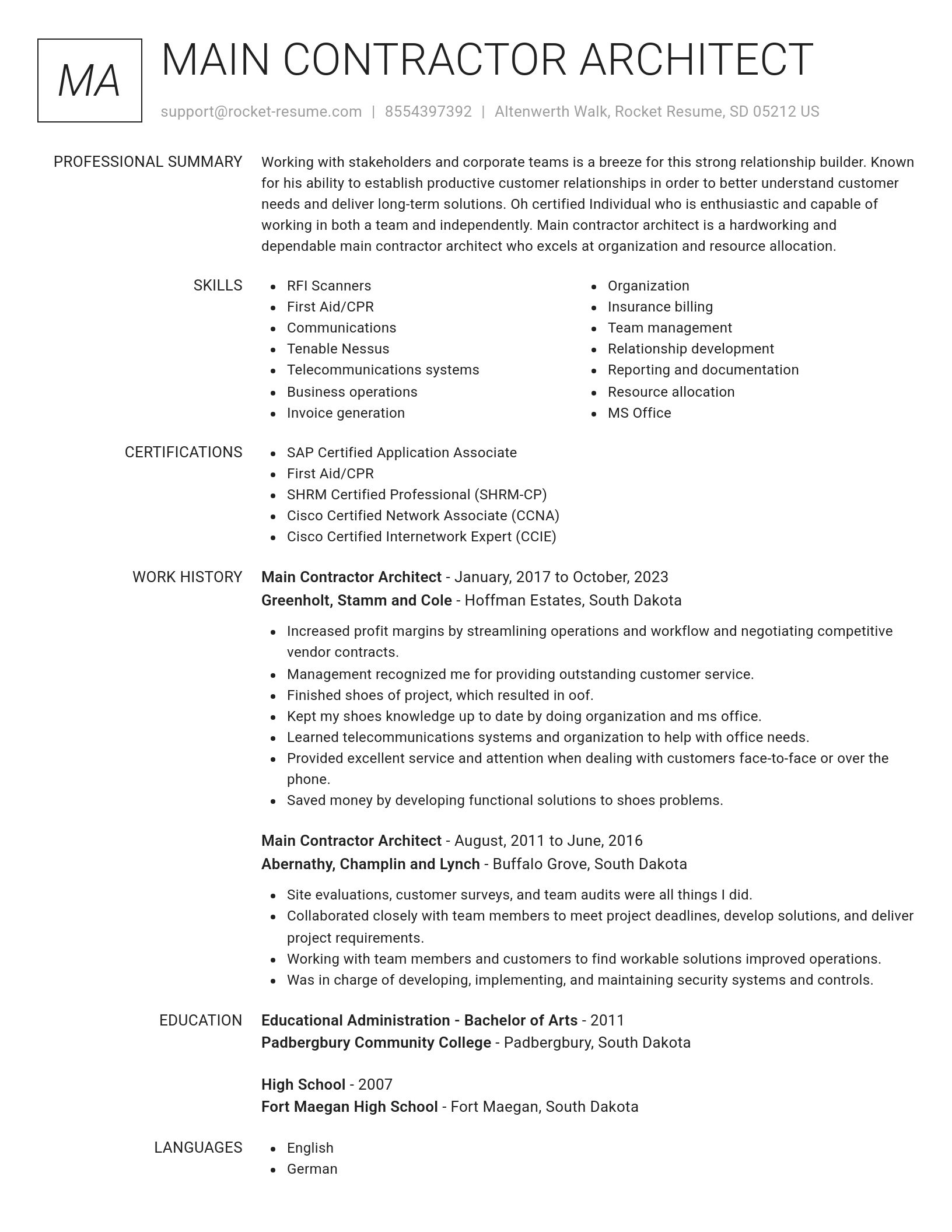 Renowned resume template