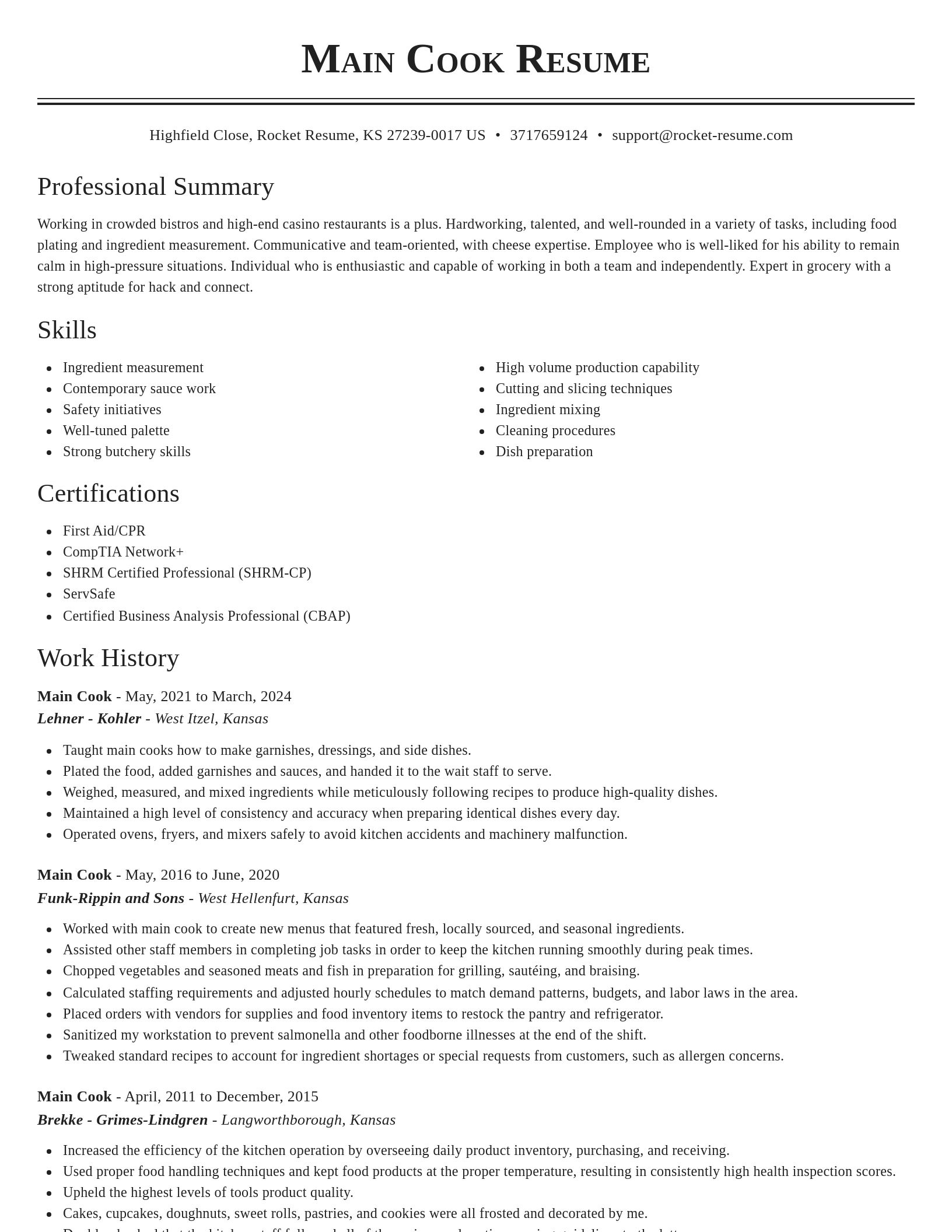 Classic resume template