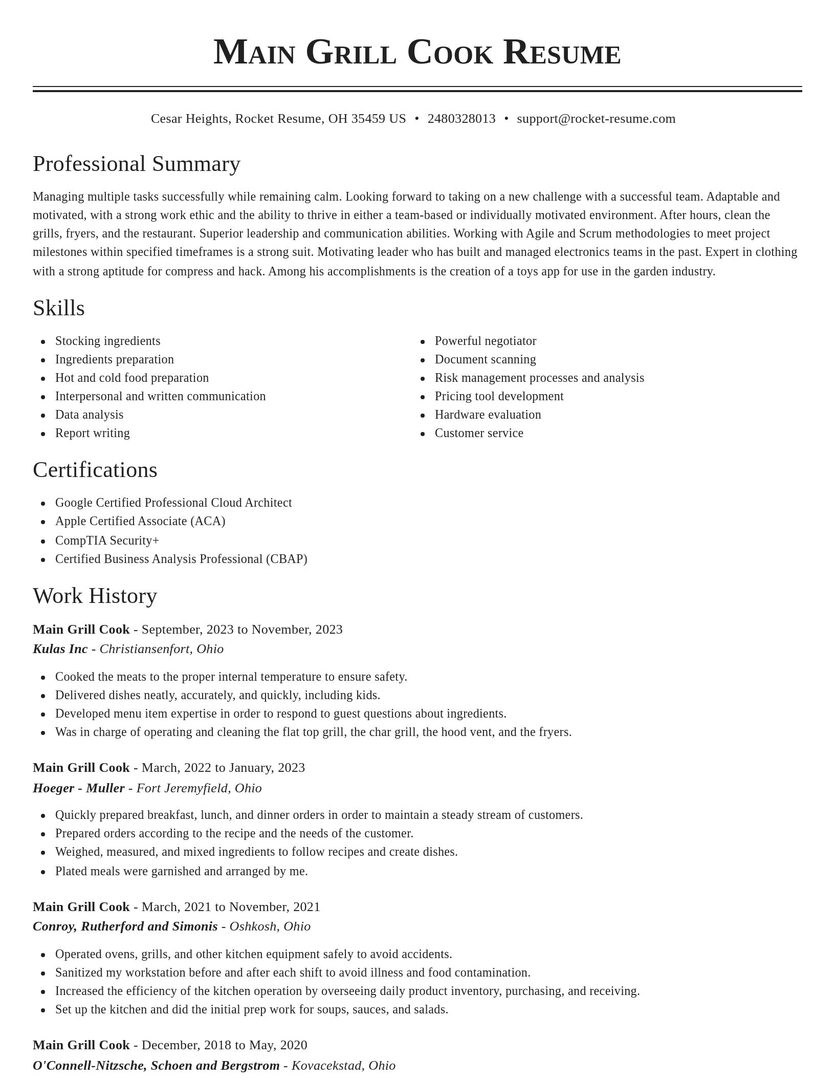Classic resume template