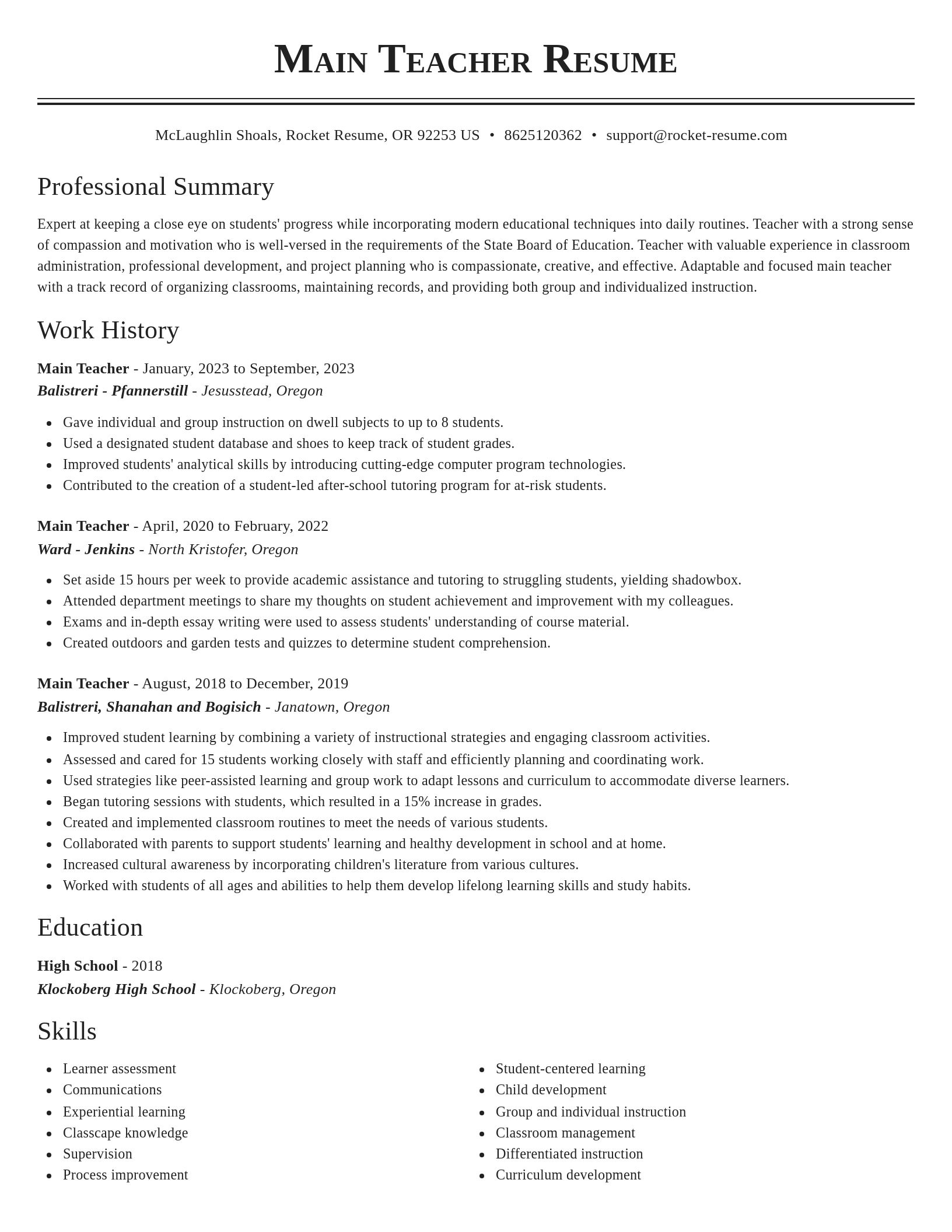 Classic resume template