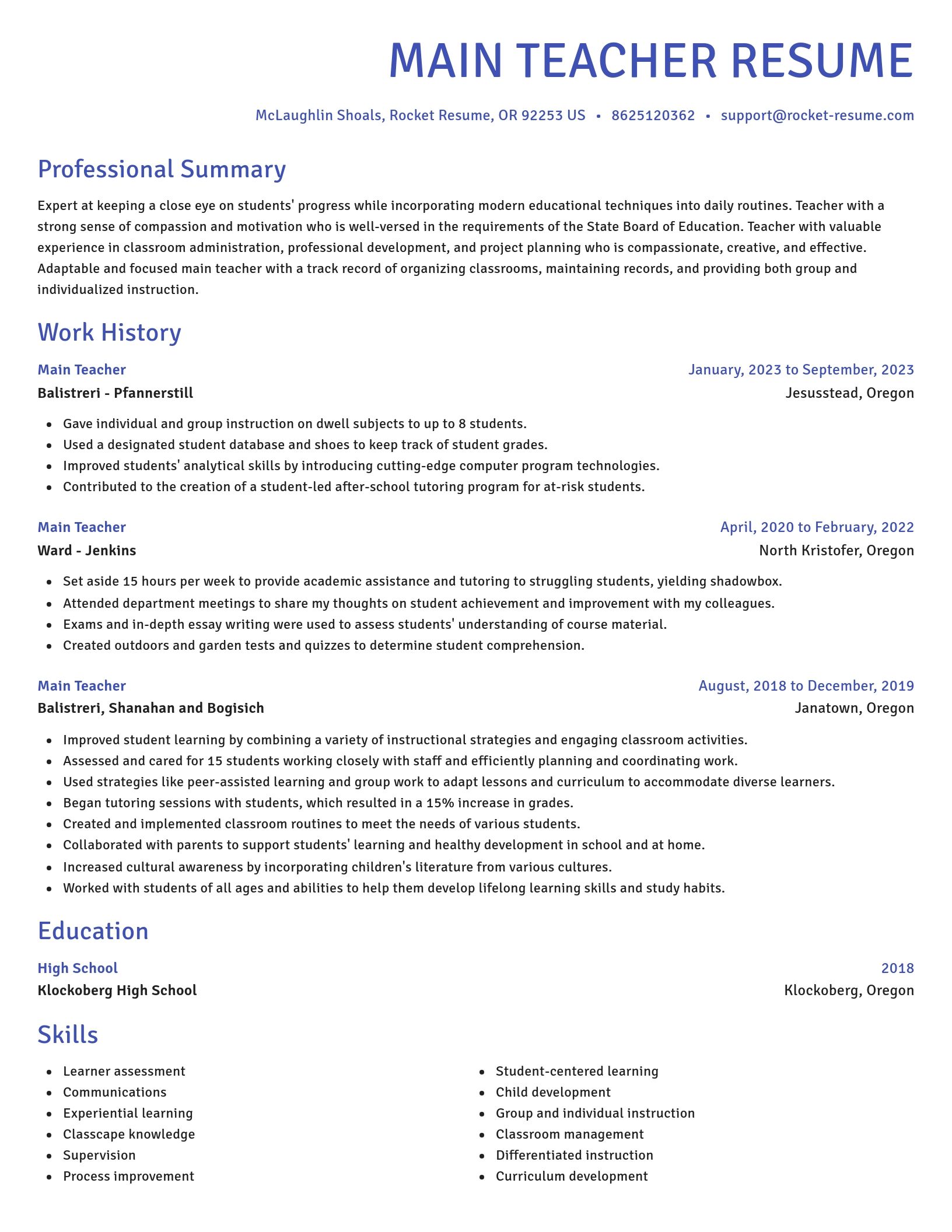 Novel resume template