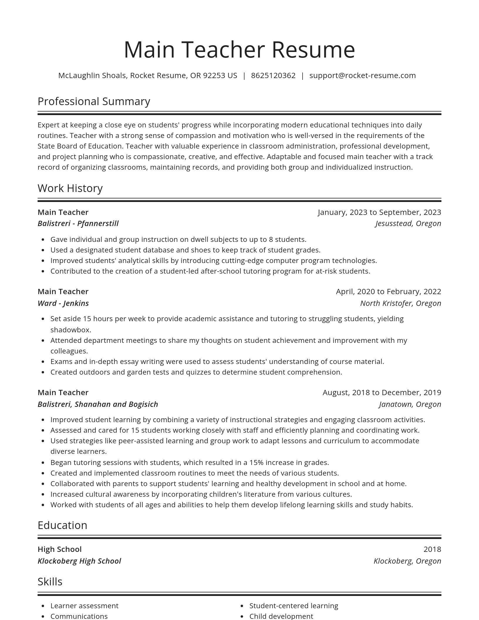 Spotlight resume template