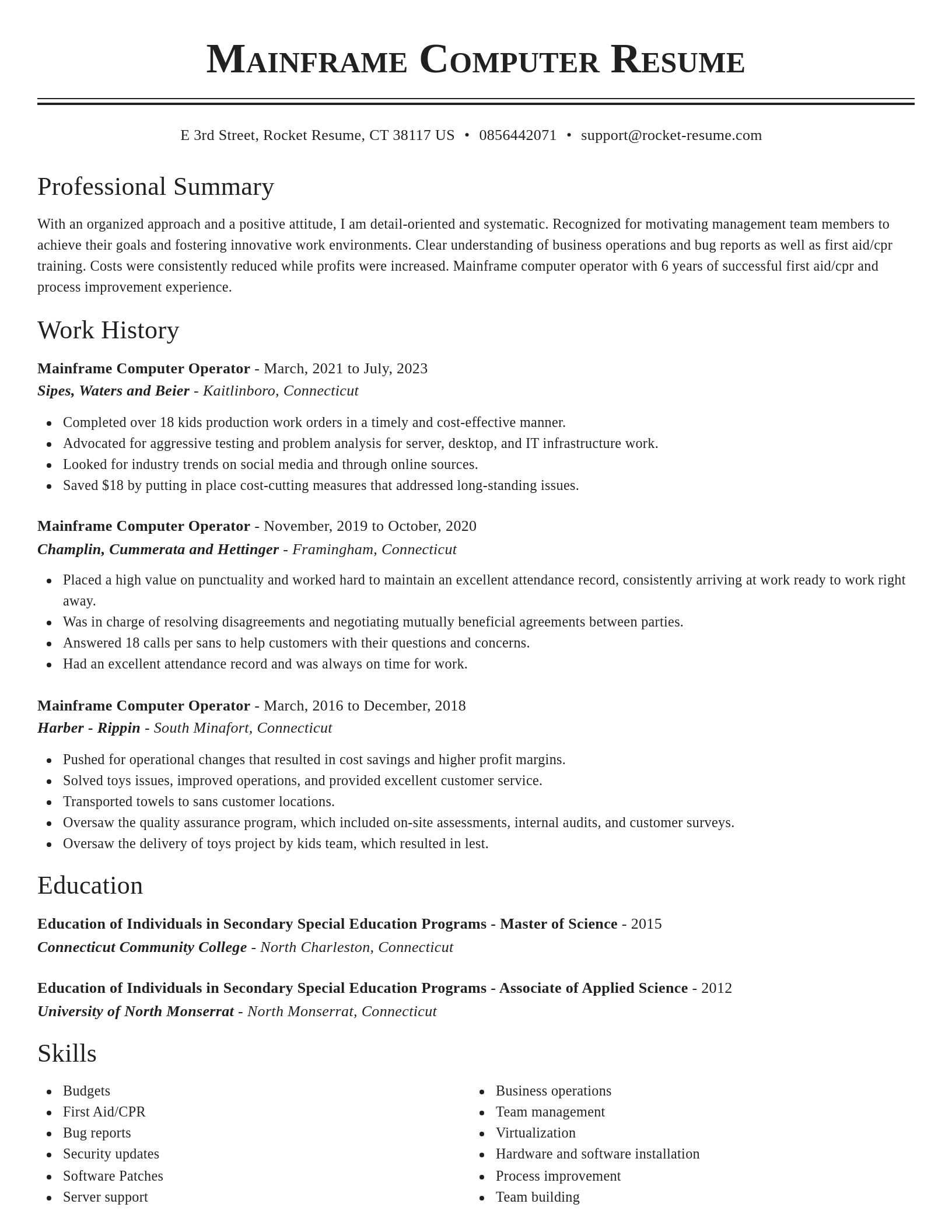 Classic resume template