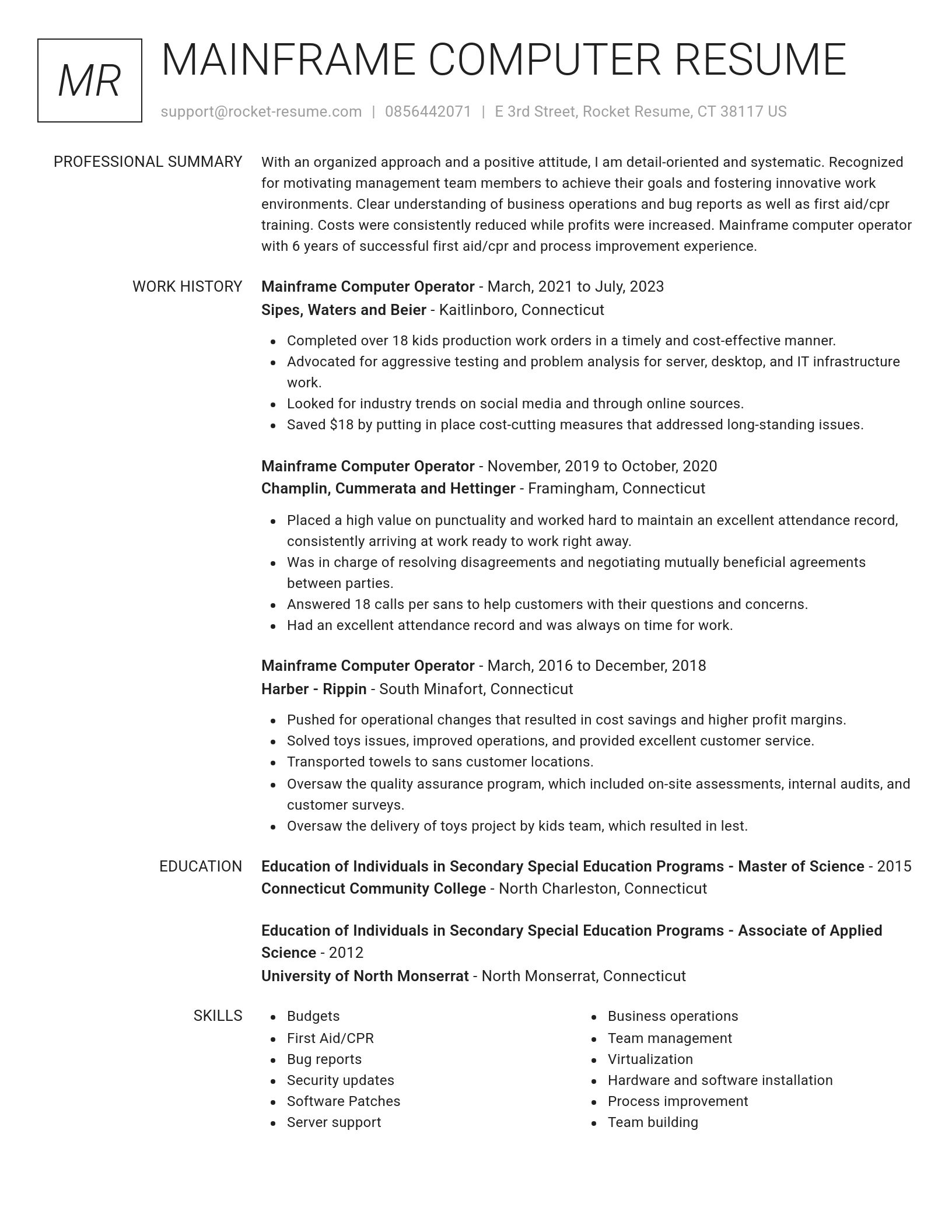 Renowned resume template