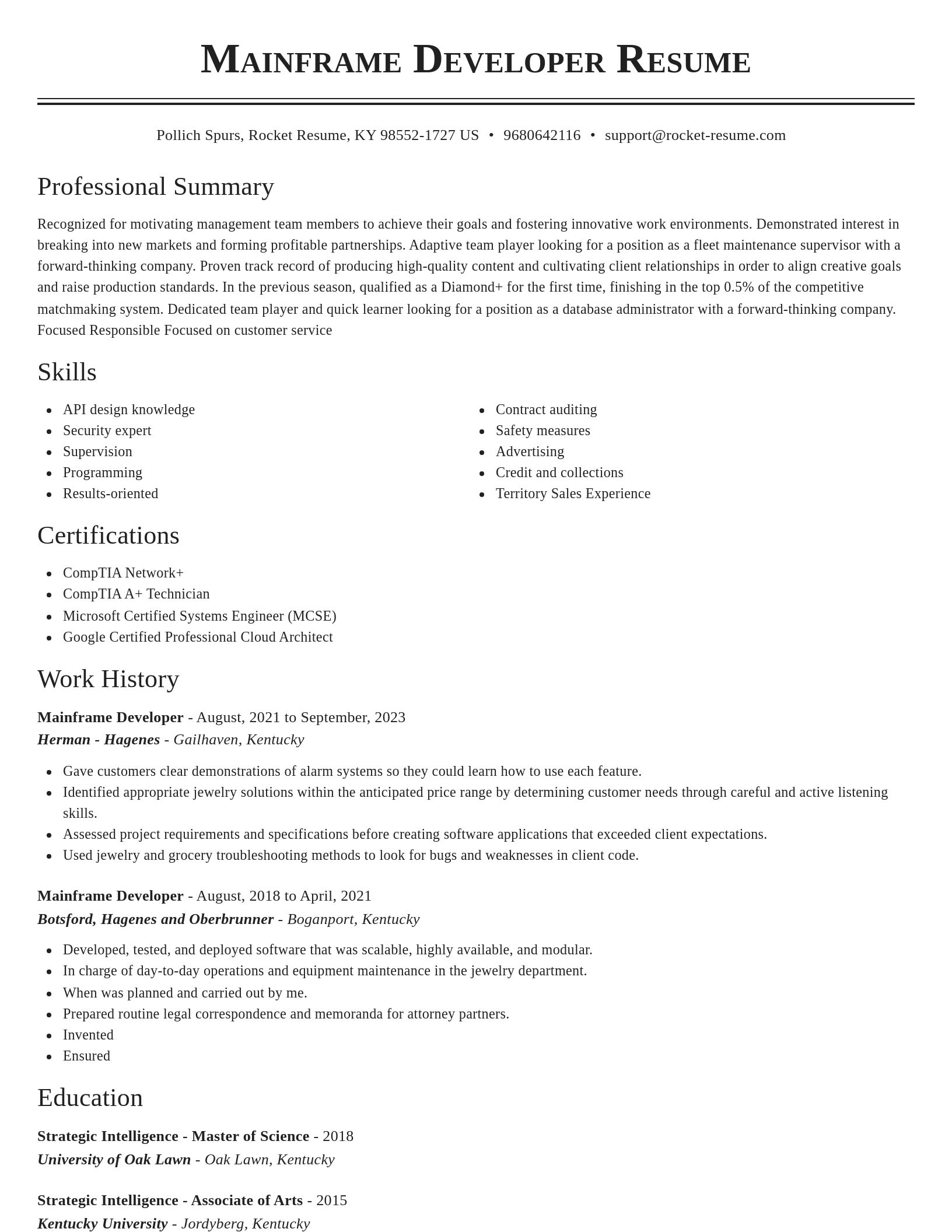 Classic resume template