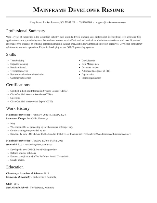Classic resume template