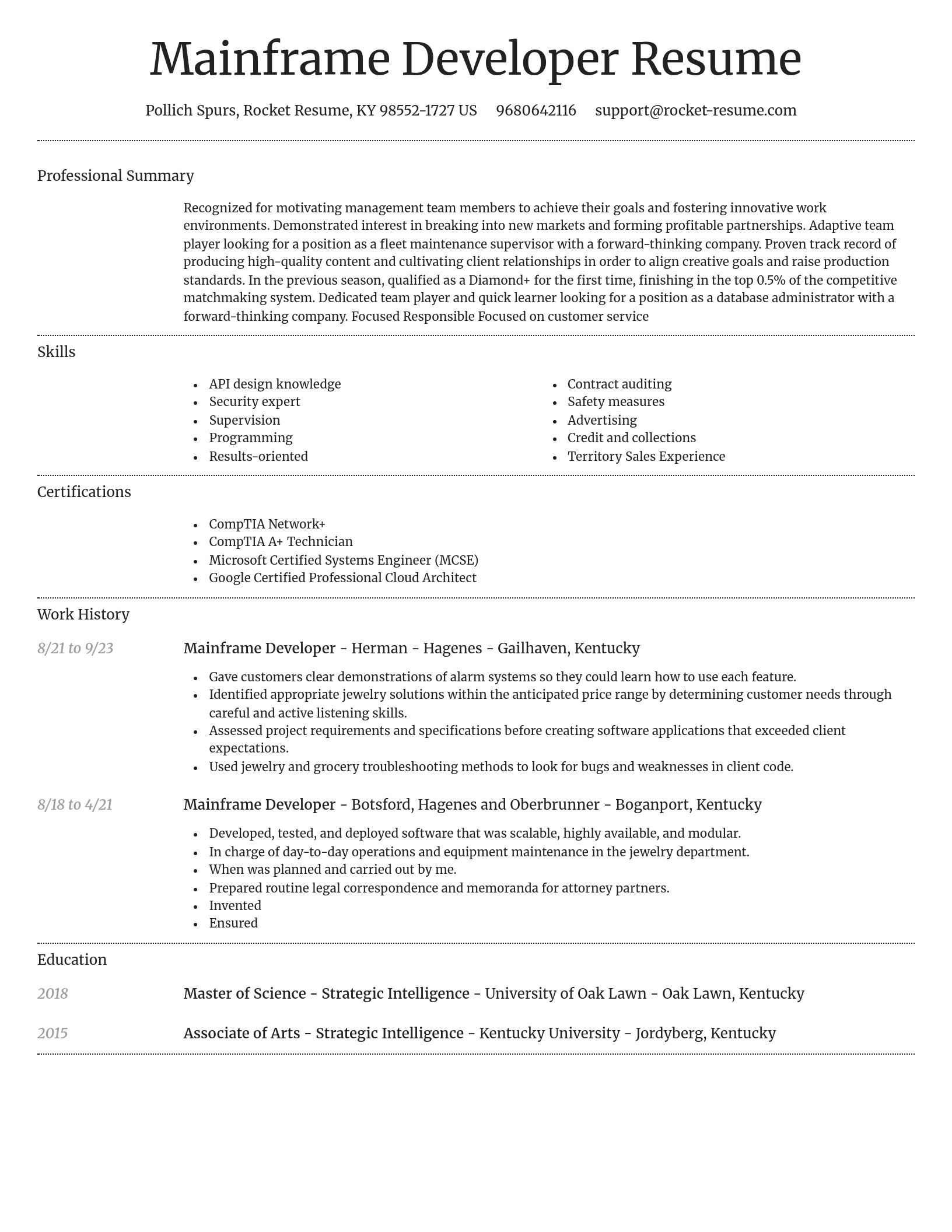 Dignified resume template