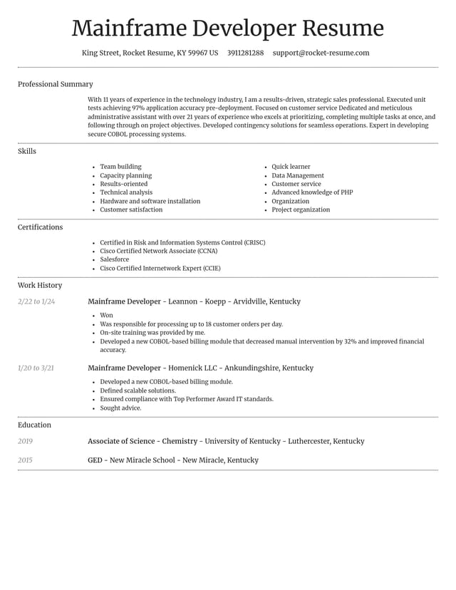 Dignified resume template