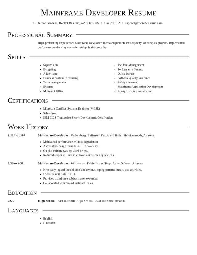 Director resume template