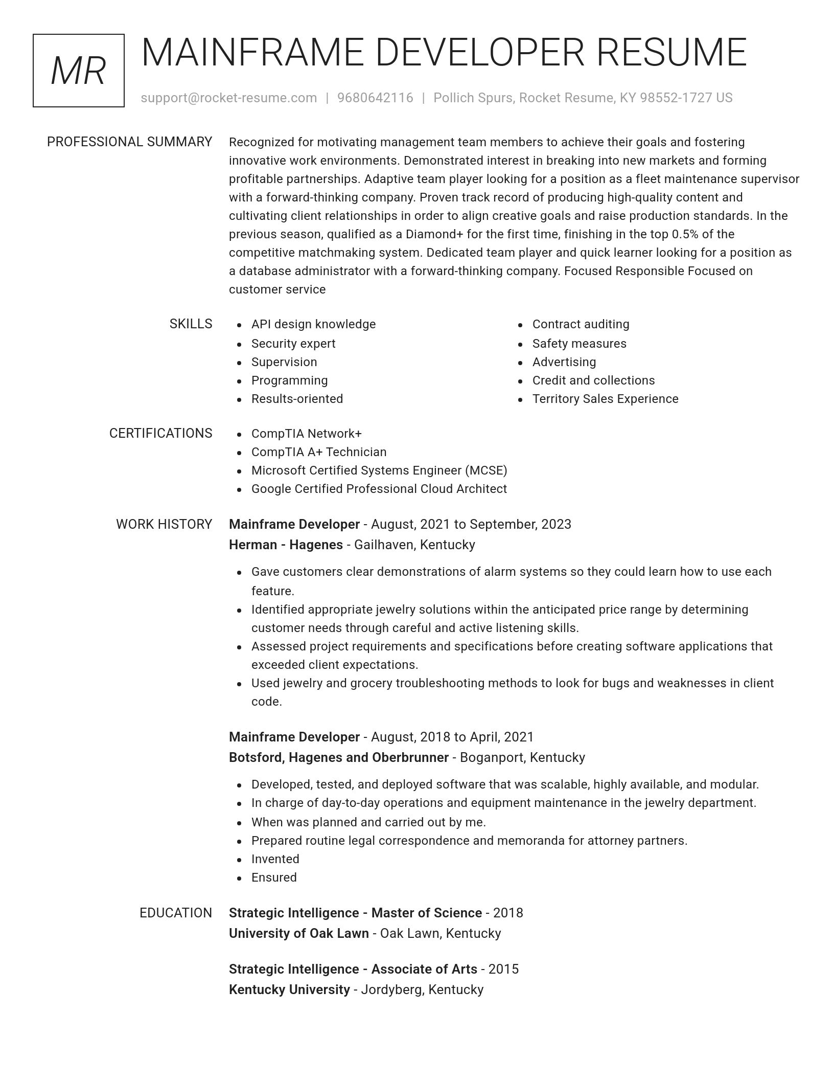 Renowned resume template