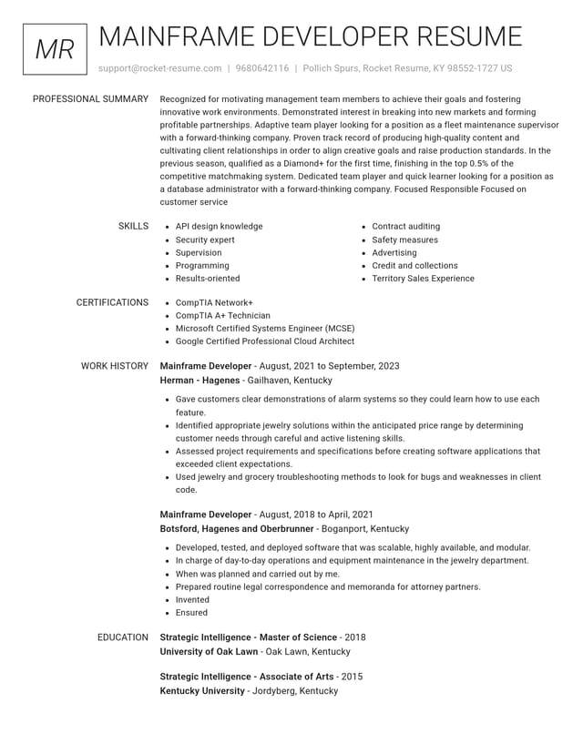 Renowned resume template