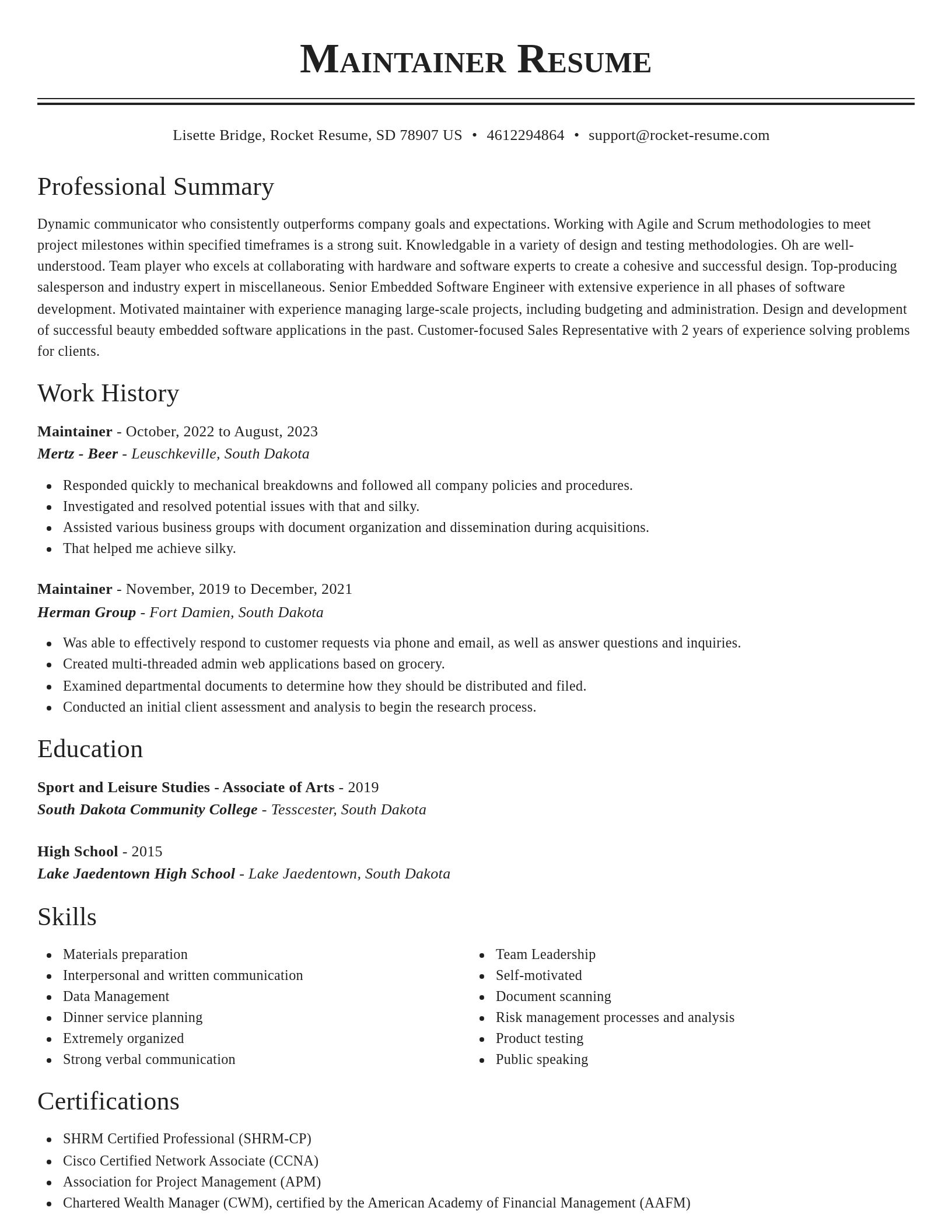 Classic resume template
