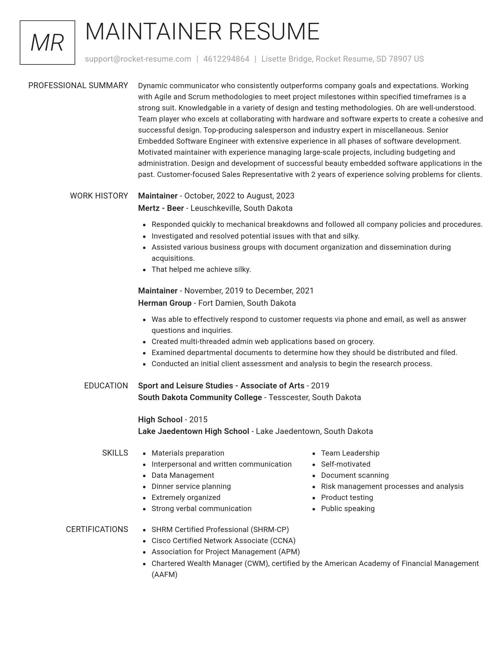 Renowned resume template