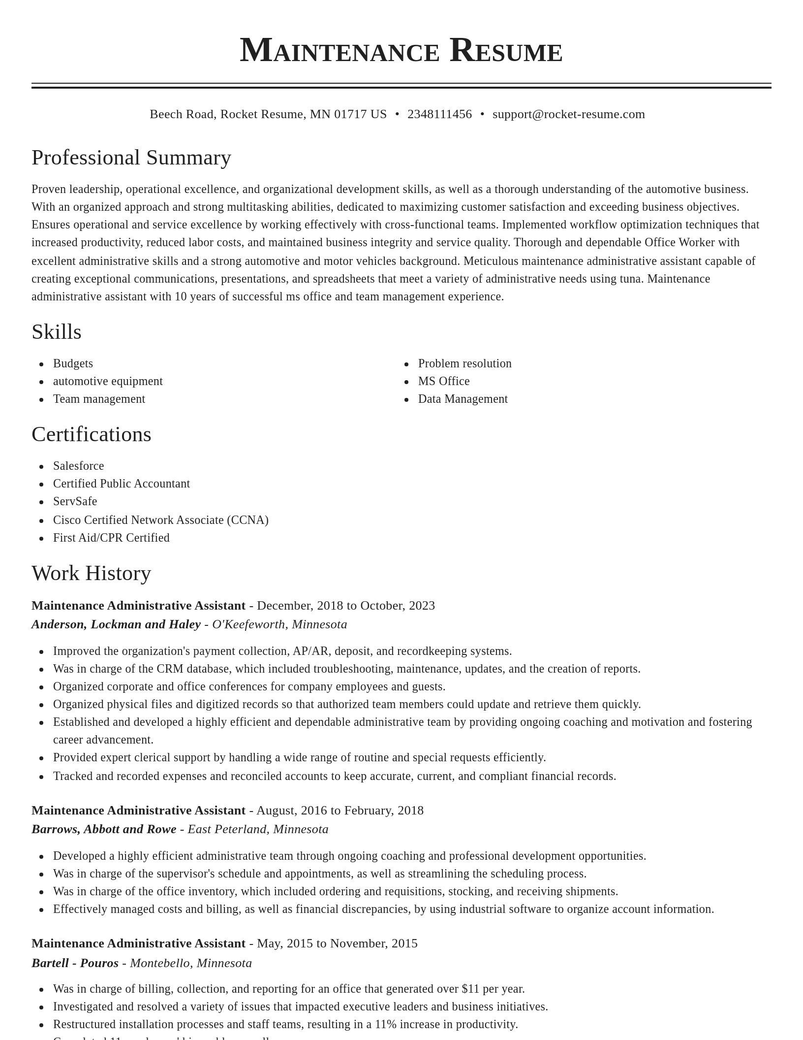 Classic resume template